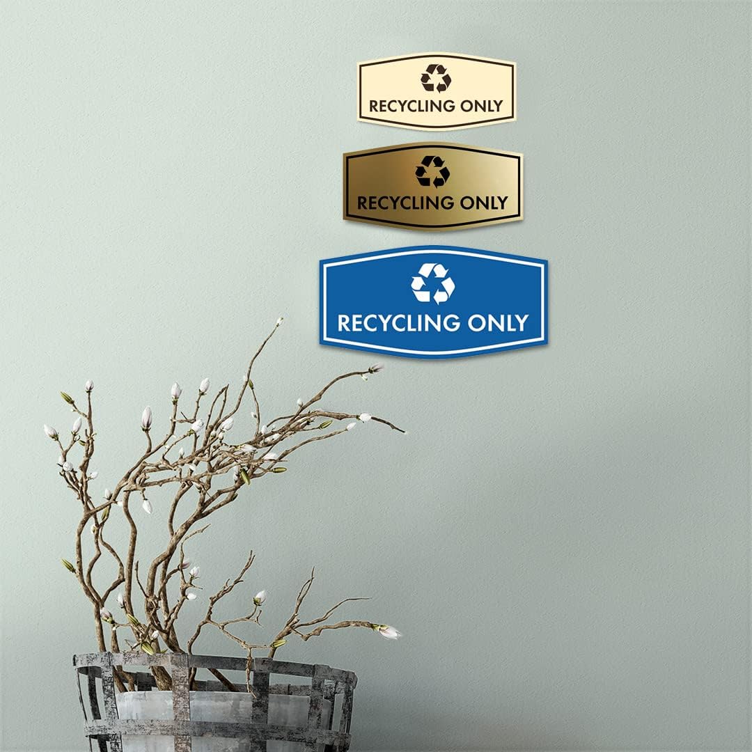 Fancy Recycling Only Sign (Black) - Large