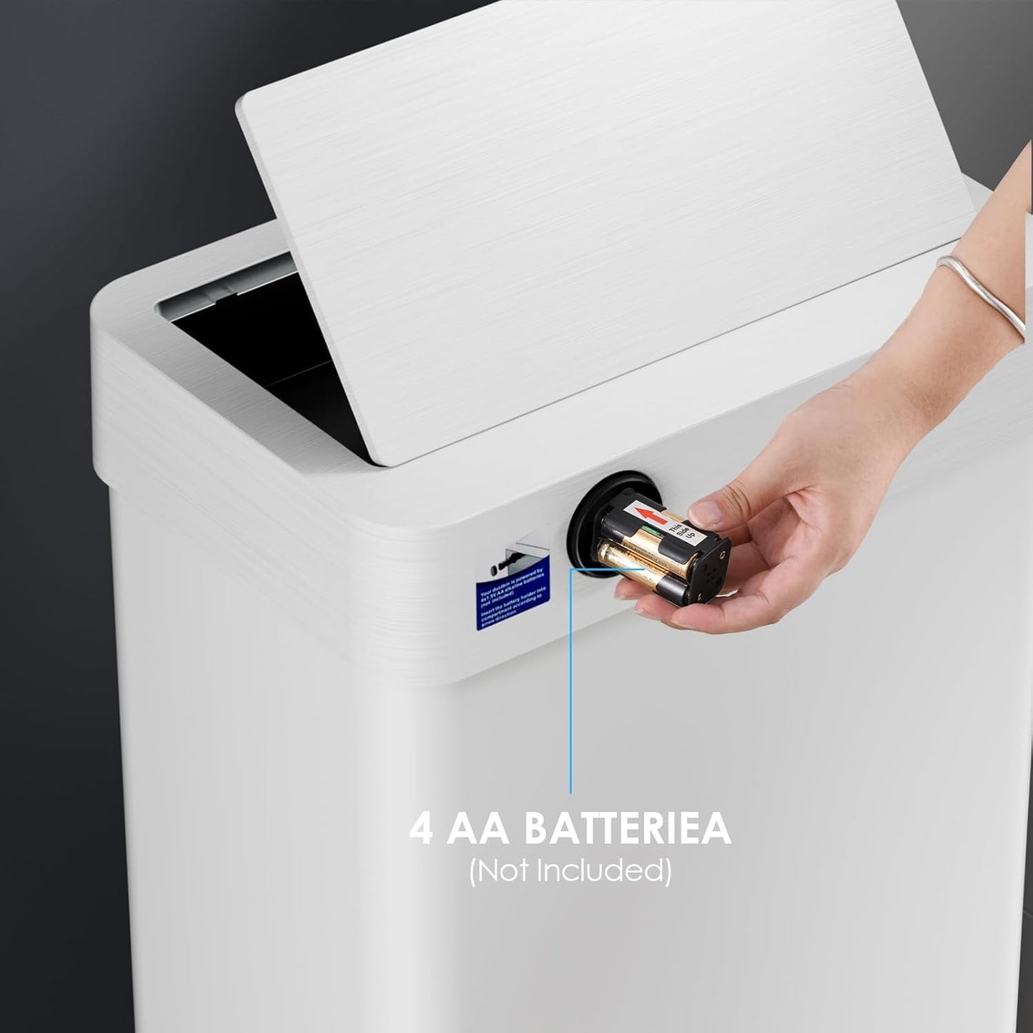 TLSUNNY 13.2 Gallon Motion Sensor Trash Can,Touchless Automatic Garbage Can,Brushed Stainless Steel Smart Bin,with Bag Holder,Soft Close Lid,for Kitchen,Office,RV,Bedroom,Living Room (White, 50L)