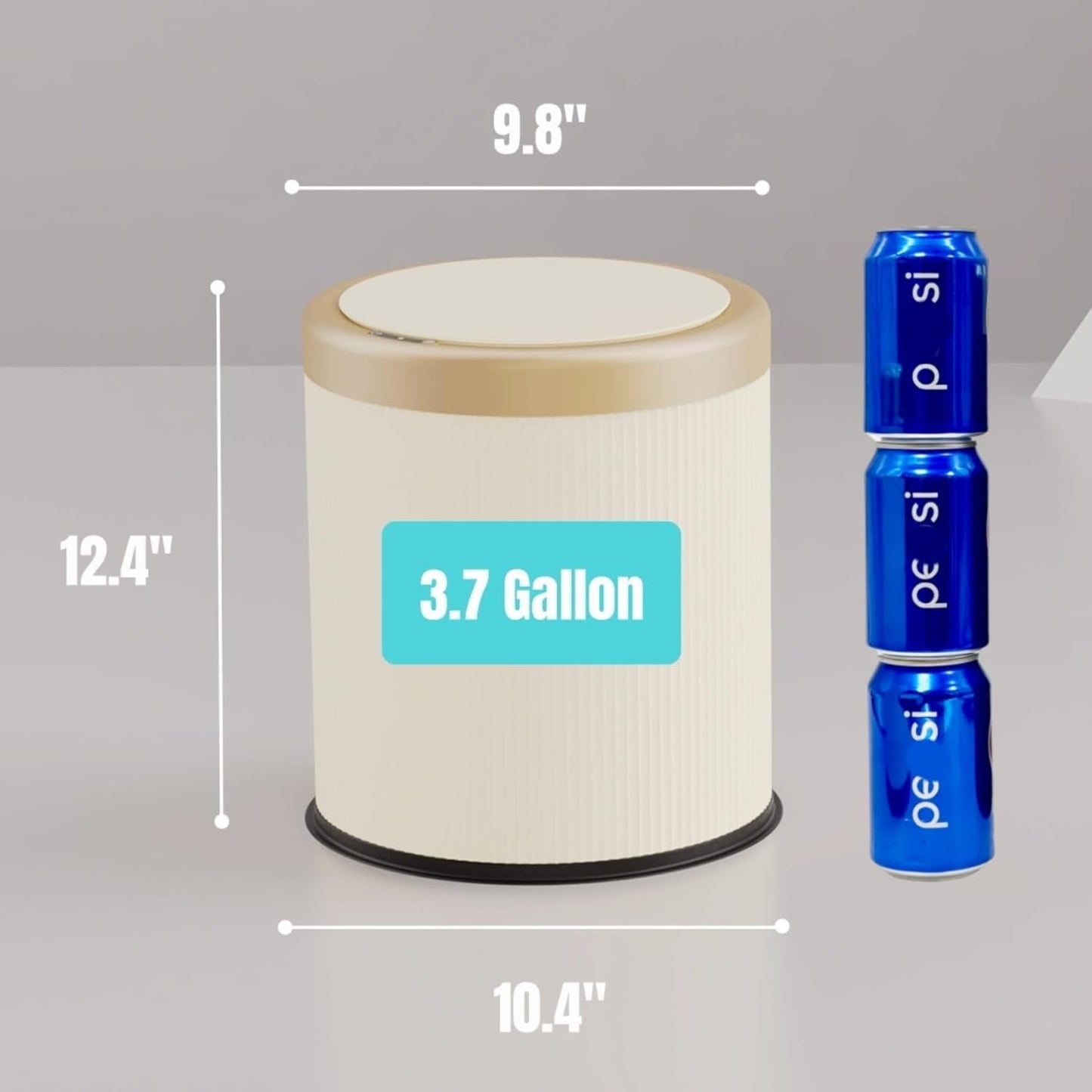 URALFA 3.7 Gallon Motion Sensor Bathroom Trash Can with Lid,Automatic Waterproof Touchless Garbage Can, Smart Plastic Trash Bins Suitable for Toilet, Office, Bedroom, Kitchen (Cream White)