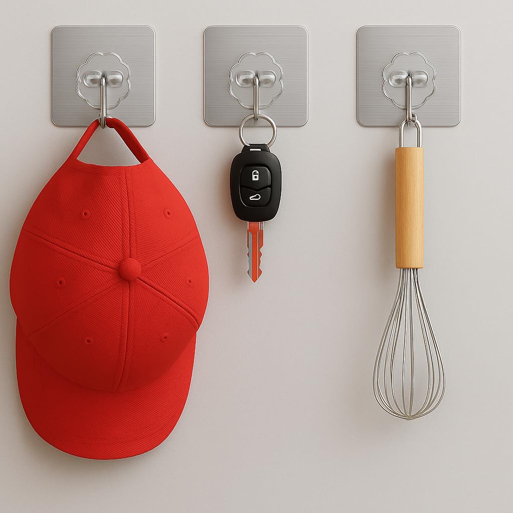 Heavy Duty Adhesive Wall Hooks - 20 Pack 28lb(Max) 2.36 x 2.36 Inches Can be Use for Office Decor, Bathroom, Home & Kitchen Improvement Indoor and Outdoor