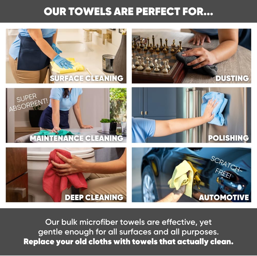 Microfiber Wholesale 16" x 16" All Purpose Towels (Blue-200 Qty)