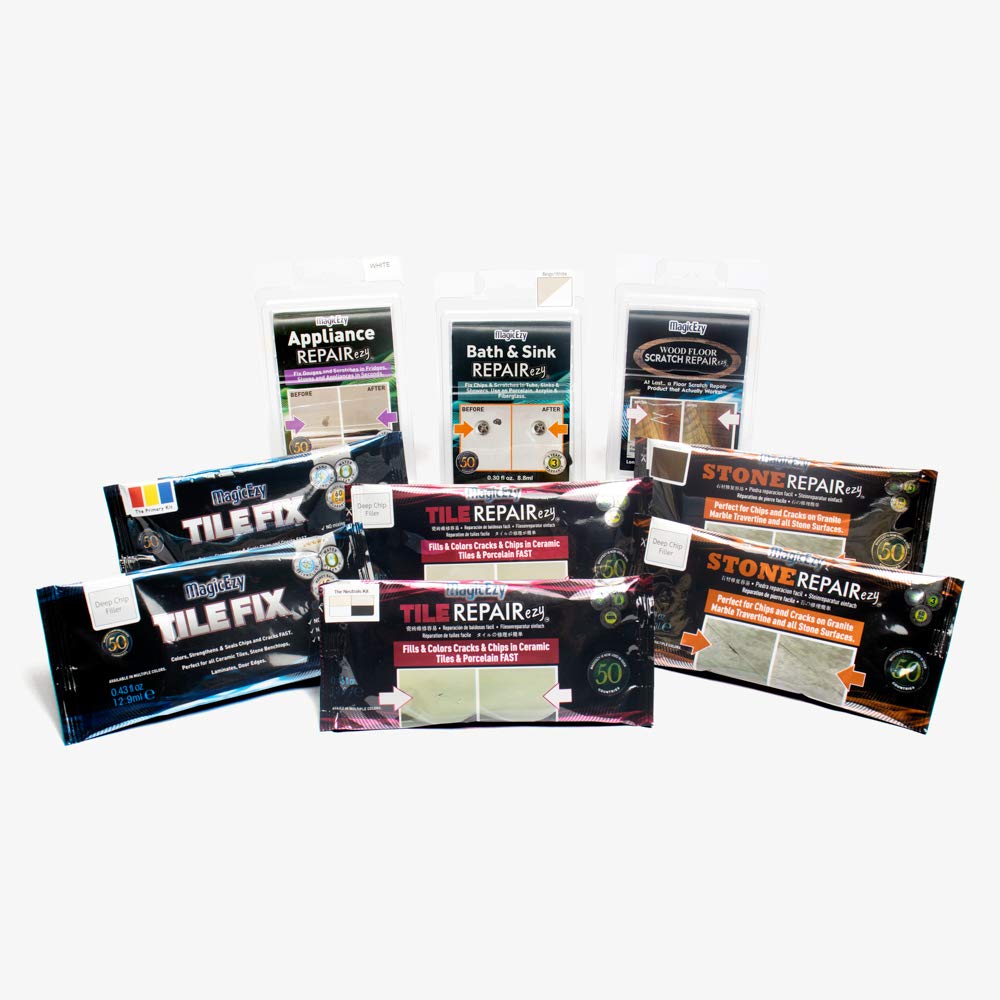 MagicEzy Tile RepairEzy (Beige) - Porcelain Repair Kit - Strong Chip Repair Filler for Tile, Sink Repair, Vase, Dinnerware