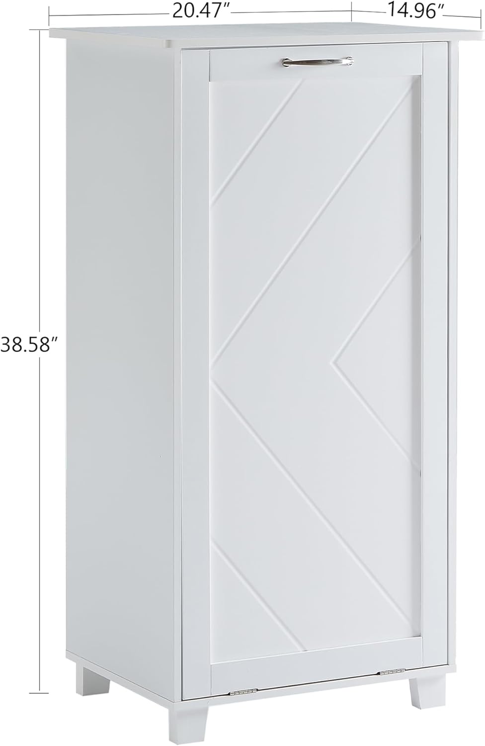 VECELO Tilt Out Kitchen Trash Bin Cabinet, Dog Proof Garbage Can with Wood Holder Free Standing Recycling, Pure White