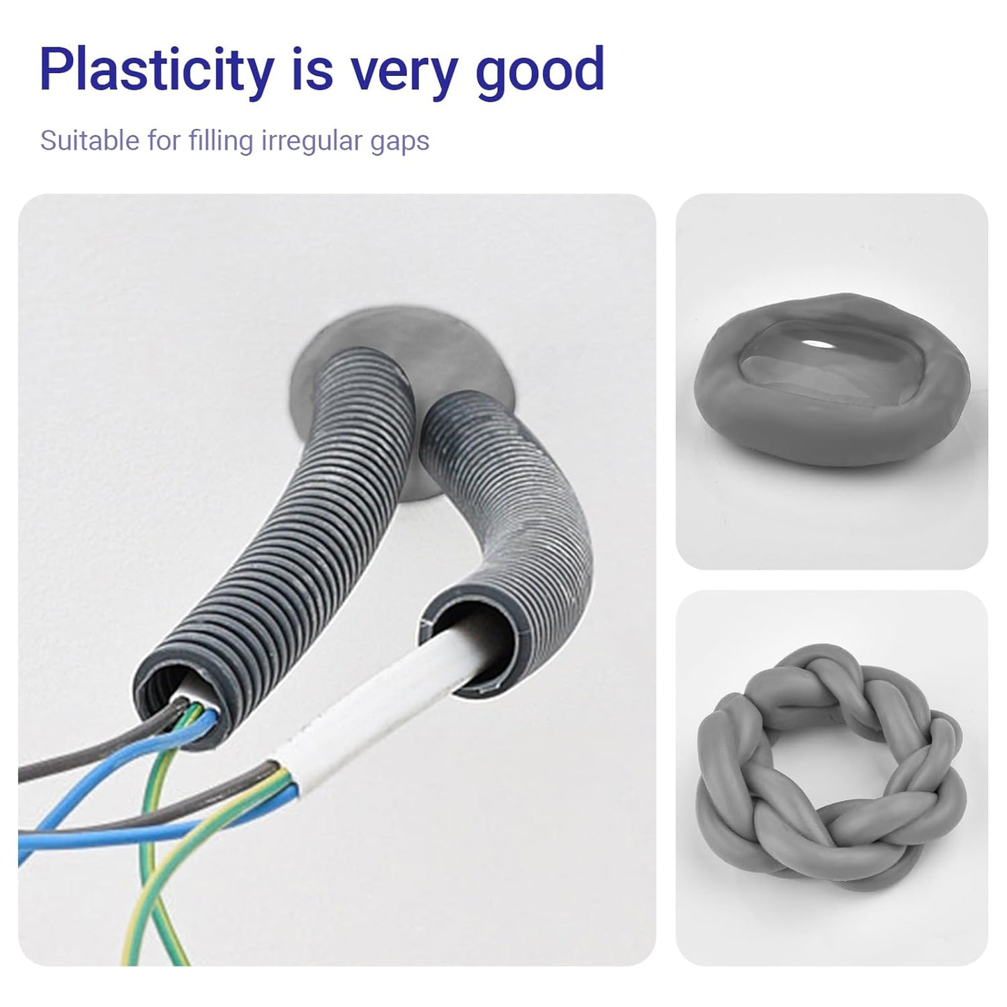 Moldable Silicone Putty, Waterproof, Stay Pliable,Good Plasticity for Repair and Fill Various Gaps in Bathrooms, Fountains, Water Pipes, Walls (Black)