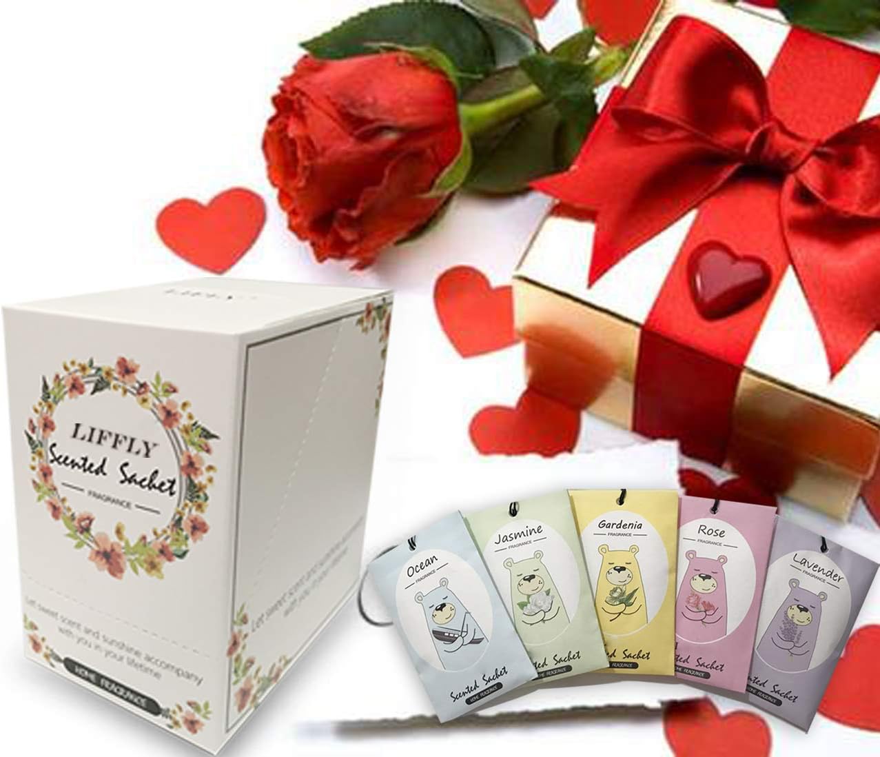 14 Packs Jasmine Scented Sachets Bag for Drawer and Closet Xmas Gift 15 Scents Optional