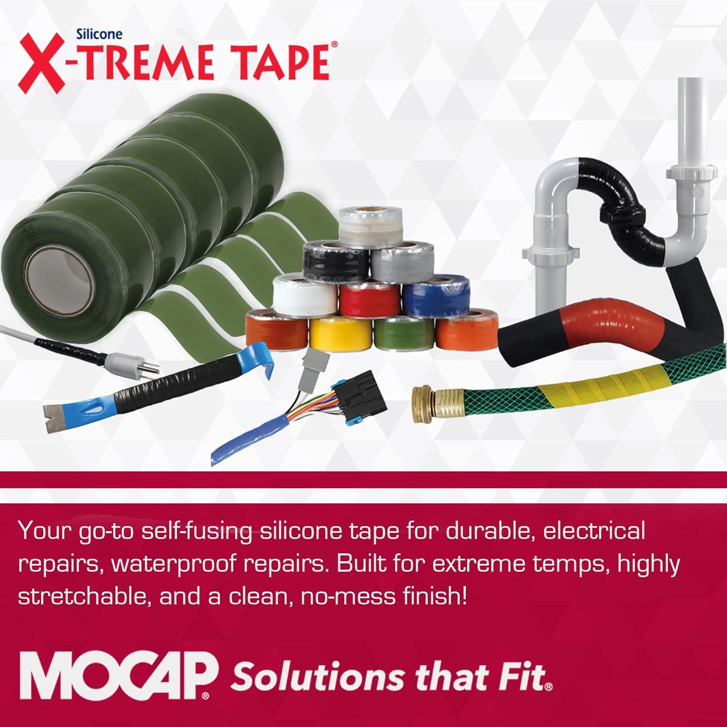 X-Treme Tape MOCAP Heavy Duty Electrical Tape, Self-Fusing Silicone Rubber, Waterproof & Insulating Flexible Tape, Electrical for Hose, Automotive, Outdoor & Repairs - 1" x 10ft Roll - Green