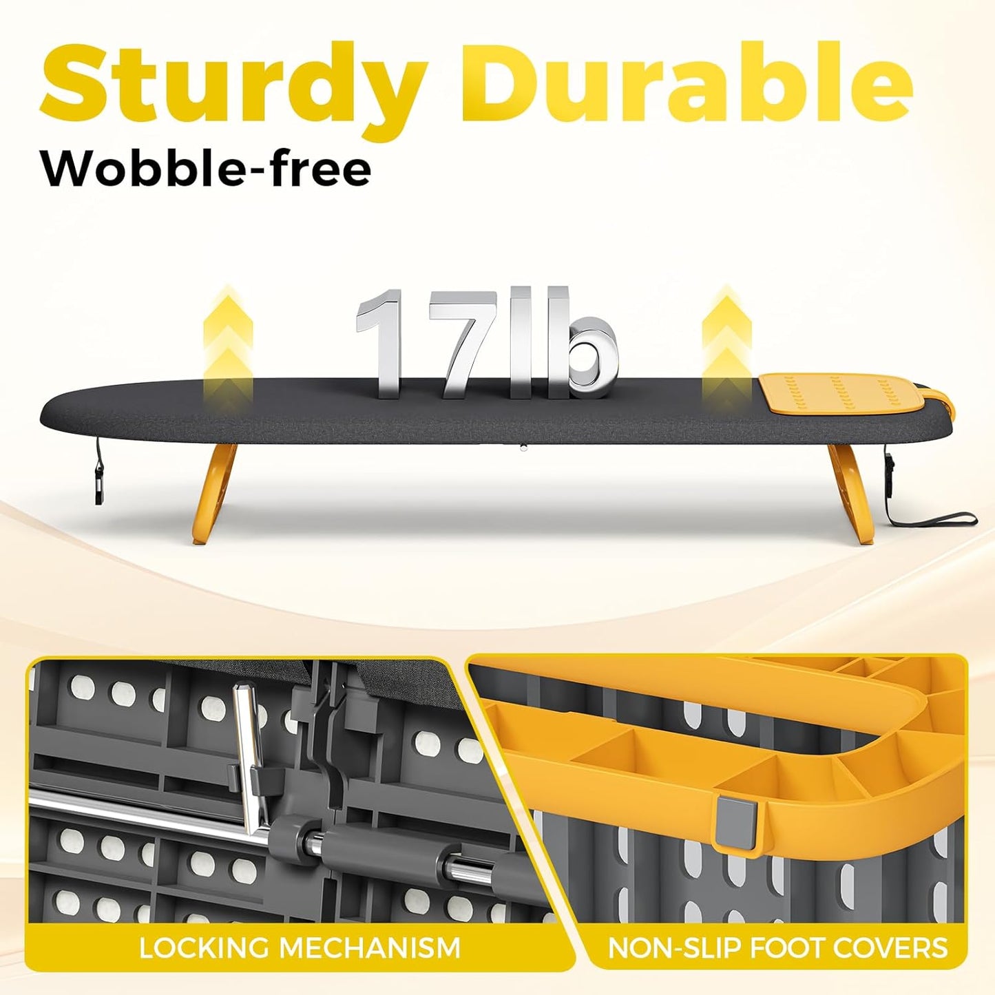 KINGBOARD Tabletop Ironing Board, Small Ironing Board with Iron Mat, Foldable Mini Iron Board, Easy Storage for Travel & Dorm, 12x32 Black