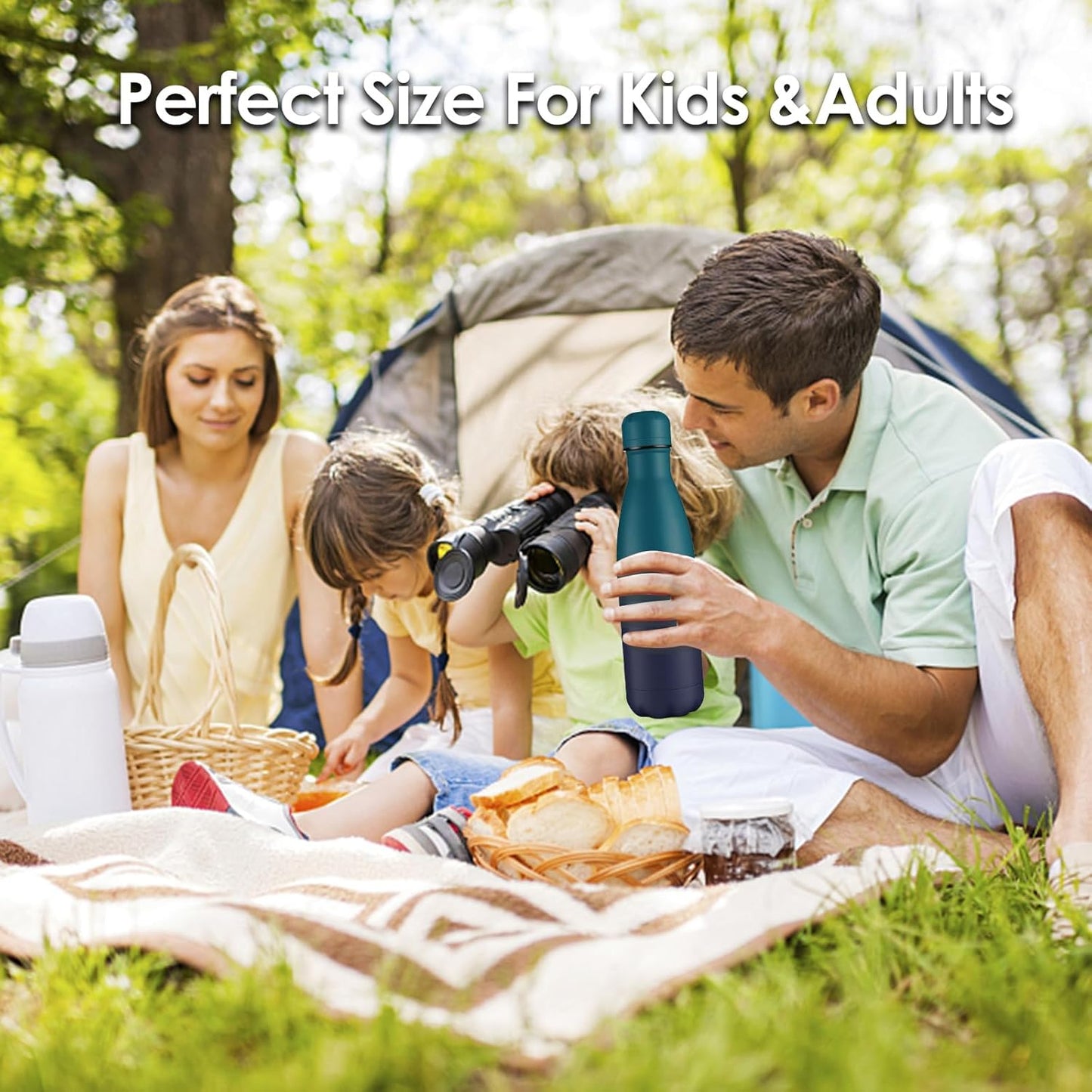 17oz Cola-Bottle Shaped Stainless Steel Leak-proof Water Bottle,Double Wall Vacuum Insulated Metal,Travel Mug For Sports Indoors & Outdoors,BPA-Free Kids Flasks,Dark Night(8 Pack)