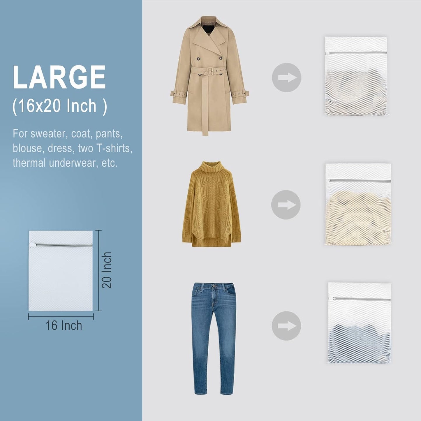 Muchfun 3Pcs Durable Honeycomb Mesh Laundry Bags for Delicates 16 x 20 Inches (3 Large)