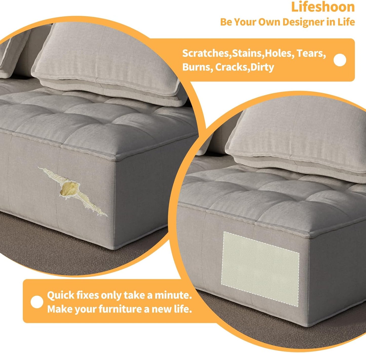 Fabric Repair Patches, 17X158 Inch Canvas Self-Adhesive Fabric Patches Tape Durable, DIY Large Canvas Repair for Sofa, Couches, Furniture, Chair, Clothing (17X158 Inch, Grey)