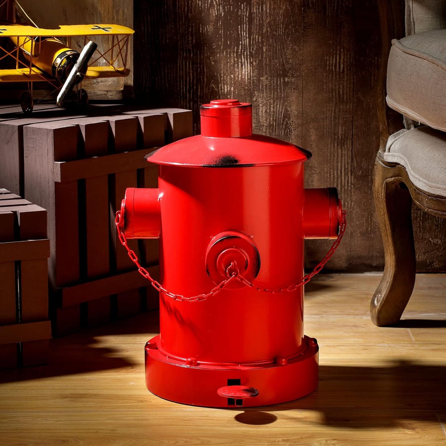 Hoolerry Fire Hydrant Trash Can Retro Creative Garbage Can with Inner Bucket Large Capacity Wrought Iron Pedal Trash Can Indoor Outdoor Waste Bins for Park Garden Kitchen Garbage (Red, Small)