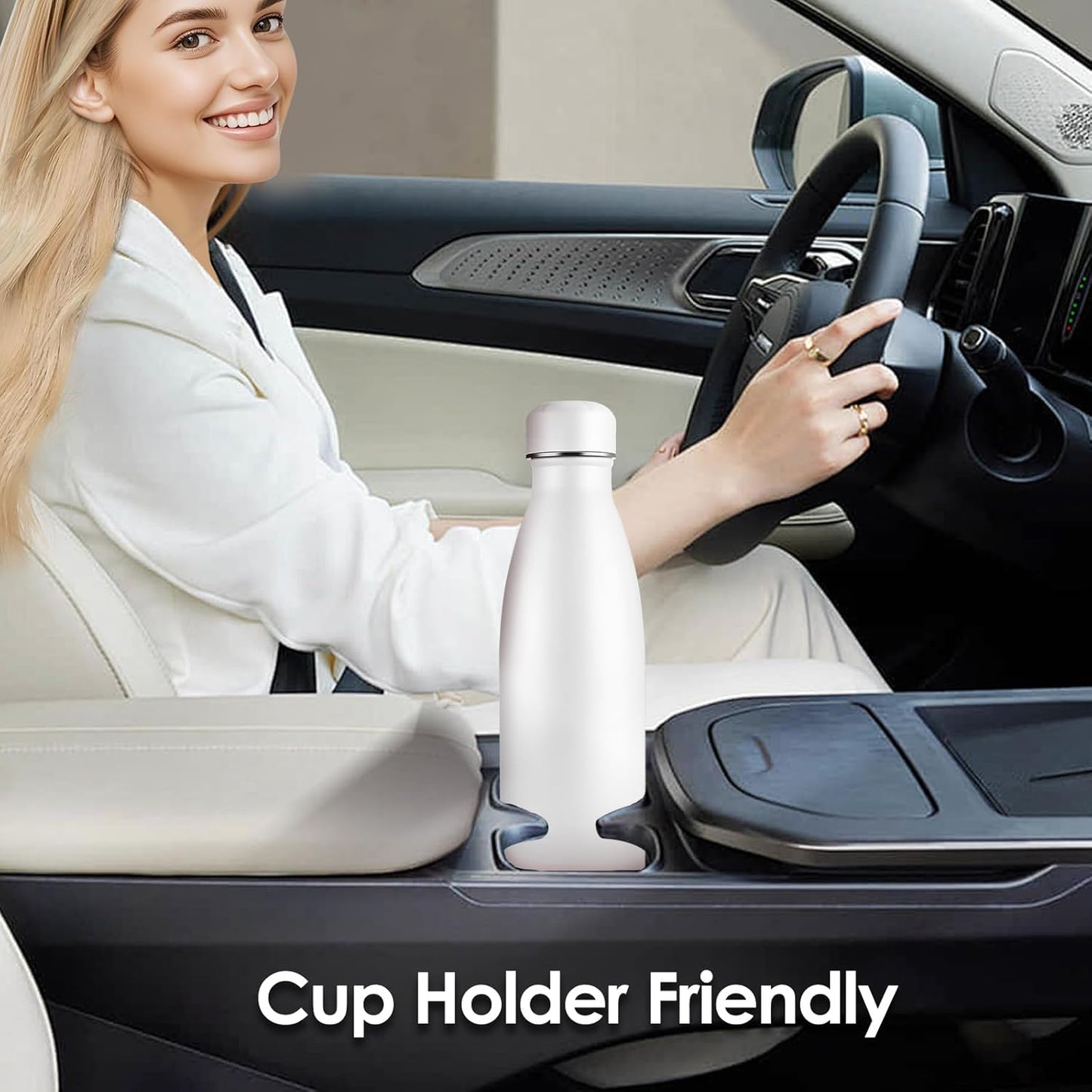 25oz Cola-Bottle Shaped Stainless Steel Leak-proof Water Bottle,Double Wall Vacuum Insulated Metal,Travel Mug For Sports Indoors & Outdoors,BPA-Free School Kids Flasks,White(4 Pack)