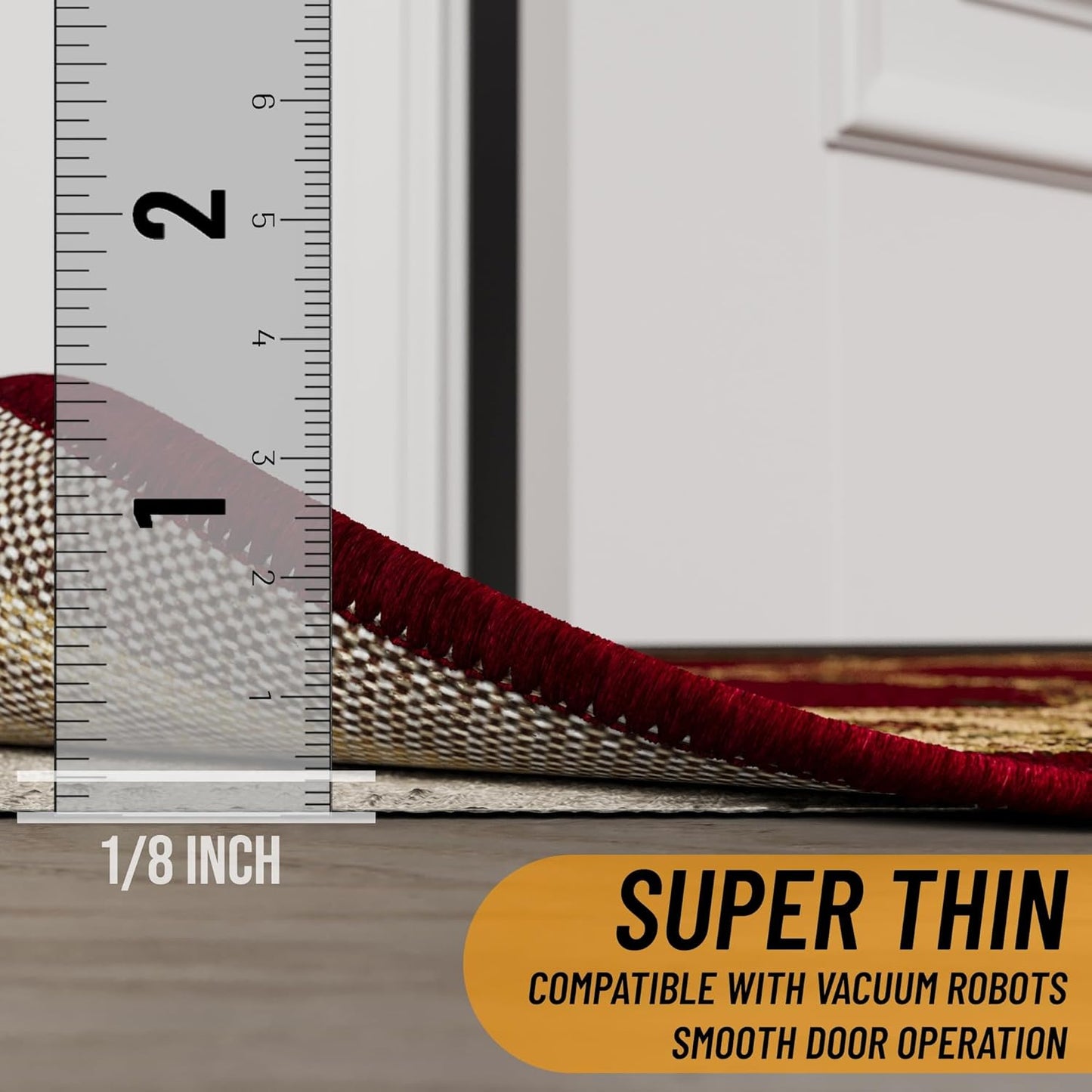 Ottomanson 7'8" x 9' Non-Slip Rug Pad Gripper 1/12 Inch Ultra Thin Dual Surface Felt + Rubber Gripper - Safe for All Floors, Cream