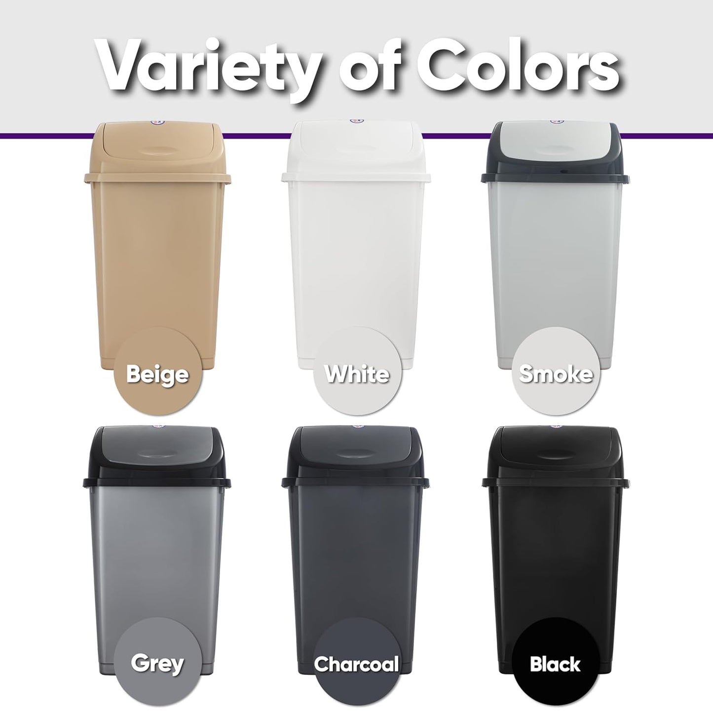 Superio Kitchen Trash Can 13 Gallon with Swing Lid, Plastic Tall Garbage Can Outdoor and Indoor, Large 62 Qt Recycle Bin and Waste Basket for Home, Office, Garage, Patio, Restaraunt (Grey/Black)