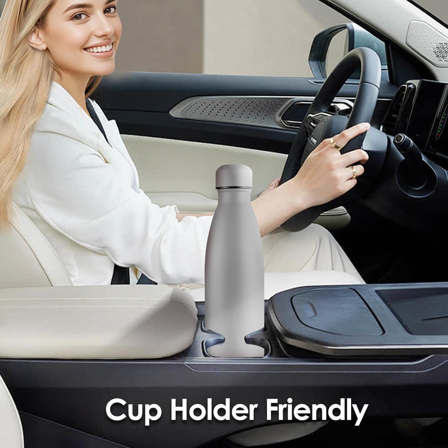 25oz Cola-Bottle Shaped Stainless Steel Leak-proof Water Bottle,Double Wall Vacuum Insulated Metal,Travel Mug For Sports Indoors & Outdoors,BPA-Free School Kids Flasks,Gray(2 Pack)