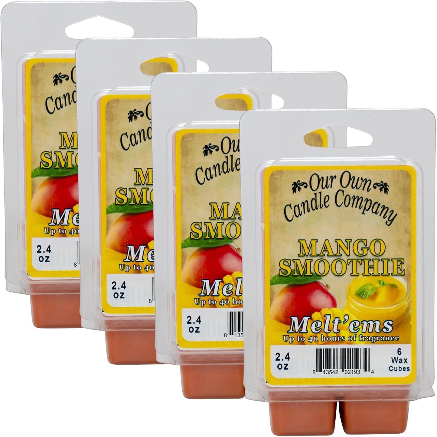 Our Own Candle Company Premium Wax Melt, Mango Smoothie Scent, Handmade in The USA, 24 Cubes (4 Pack, 9.6oz Total)