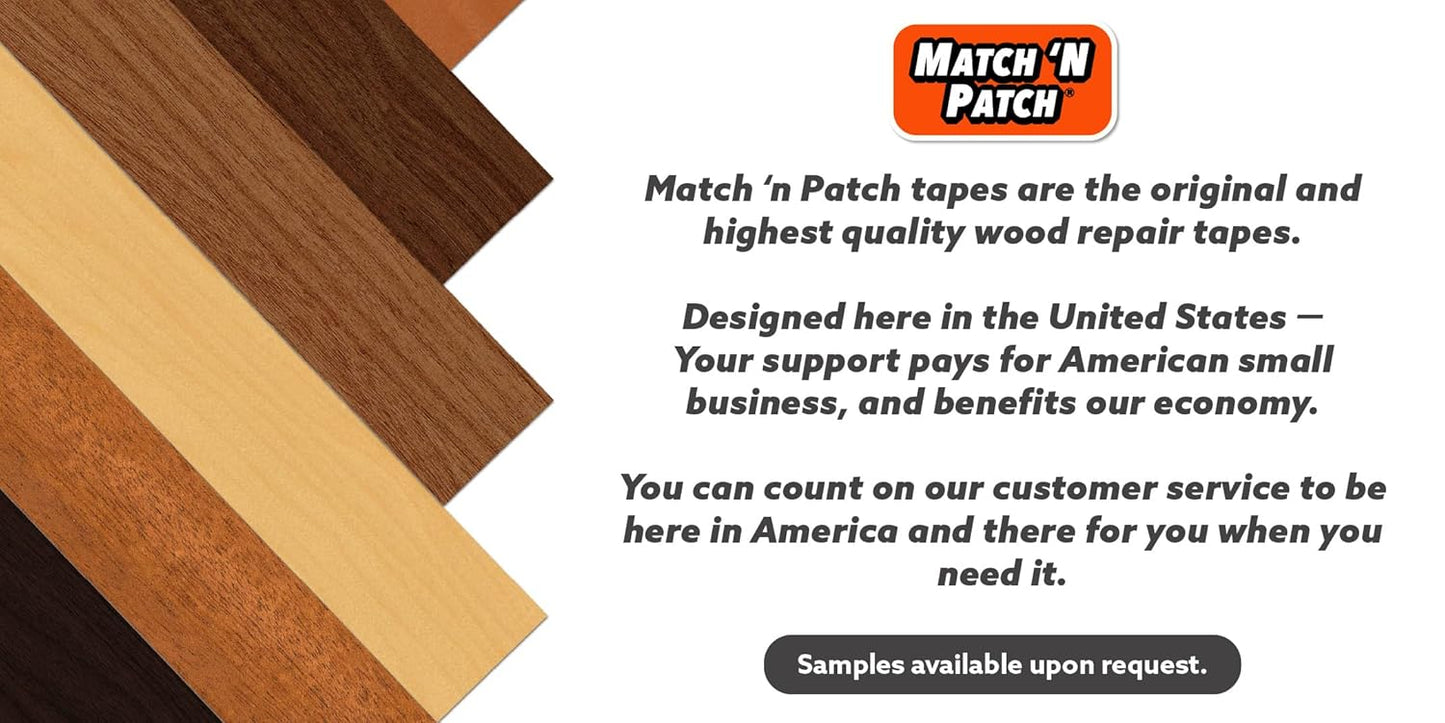 MATCH 'N PATCH Realistic Wood Grain Repair Tape - Durable Multi-Use Adhesive Tape for Furniture, Floors, Cabinets, Windows, Doors, RV, Home Decor & DIY Projects - Brown-Black, 2.25 inch x 15 feet