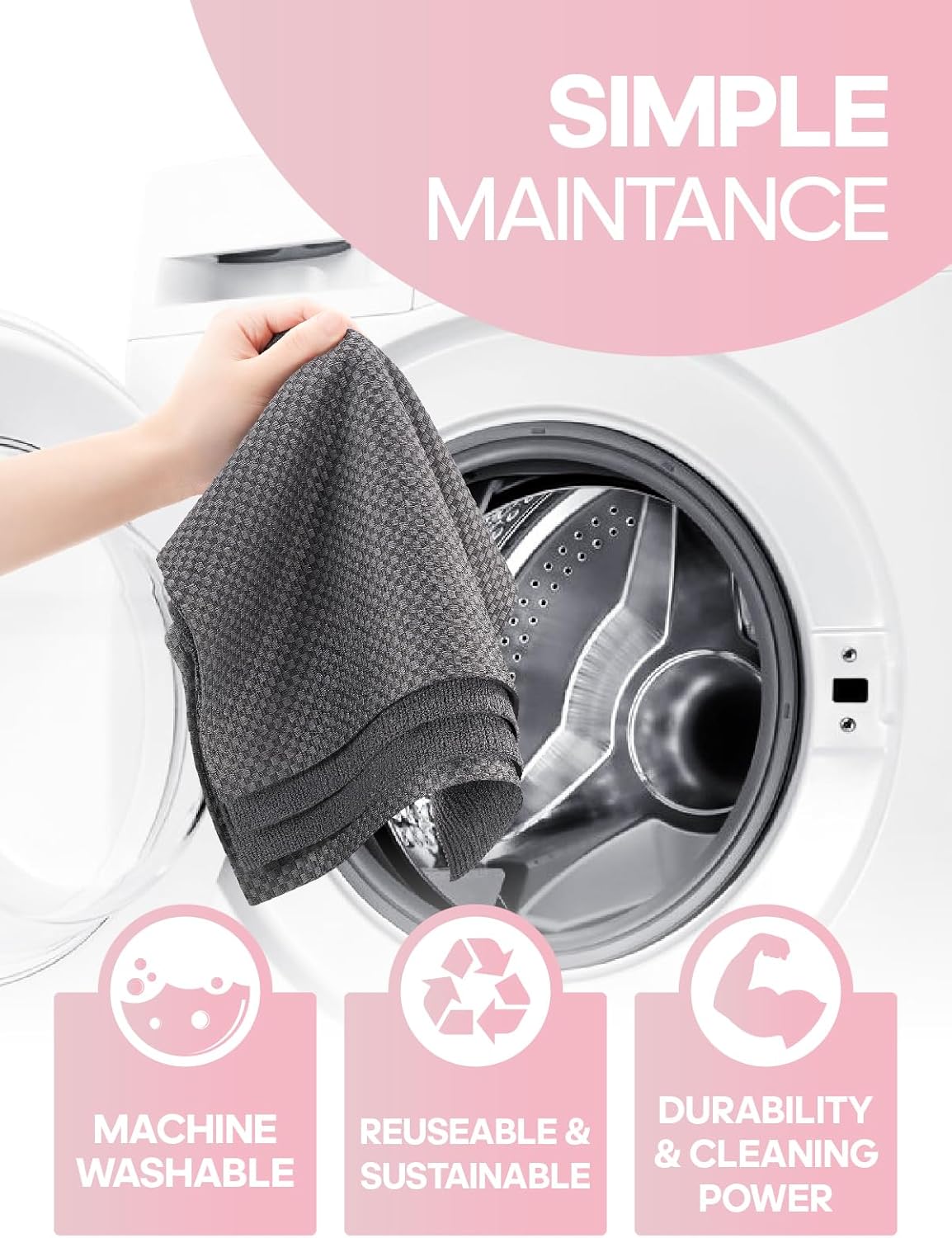 Fantasticlean Large Tear-Away Microfiber Cleaning Cloth Roll - 18'' by 12'', 24 Sheets, Thick Dish Cloths, Super Absorbent Reusable Kitchen Towels (DimGrey)