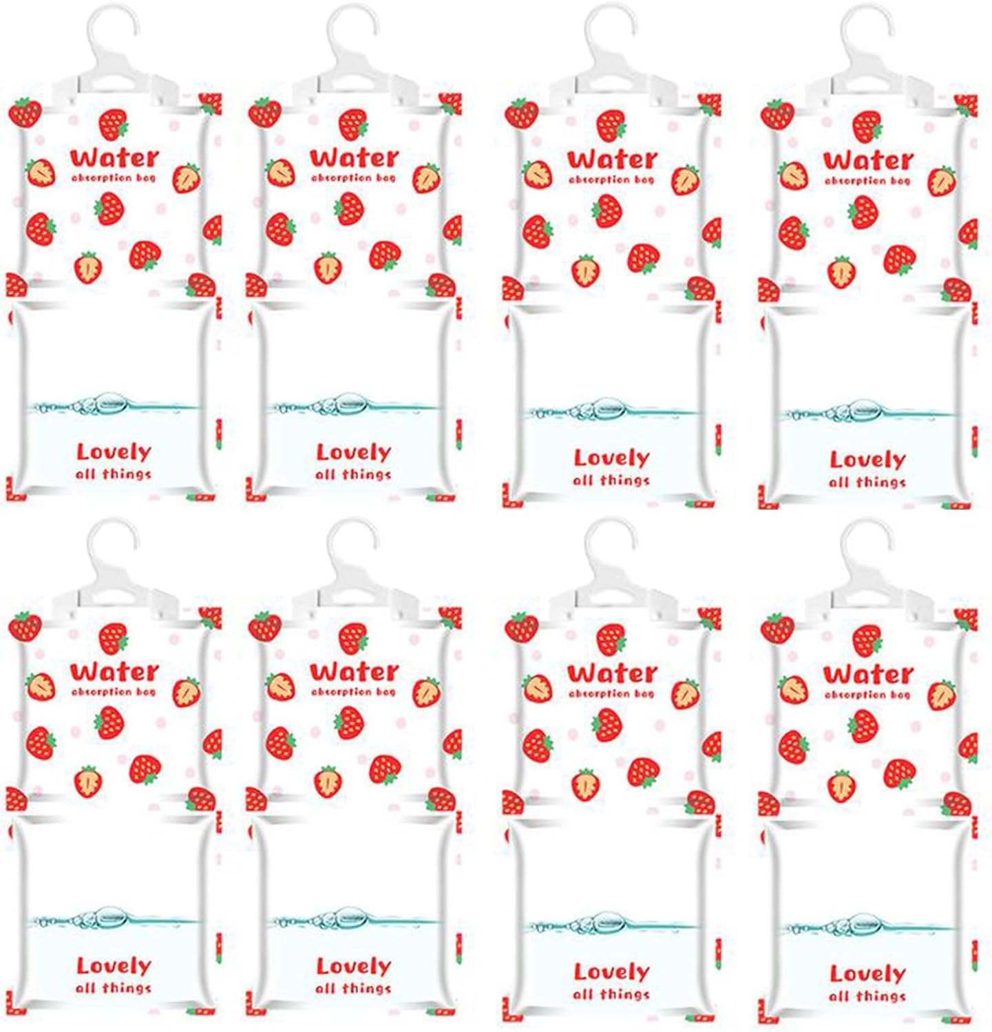 AOPANDA Moisture Absorbers Packets, 8 Pack - Eliminates Musty Odors for Fresher, Cleaner Air, Humidity Packs, Dessicant Packets, Hanging Closet Dehumidifier Bags(strawberry)