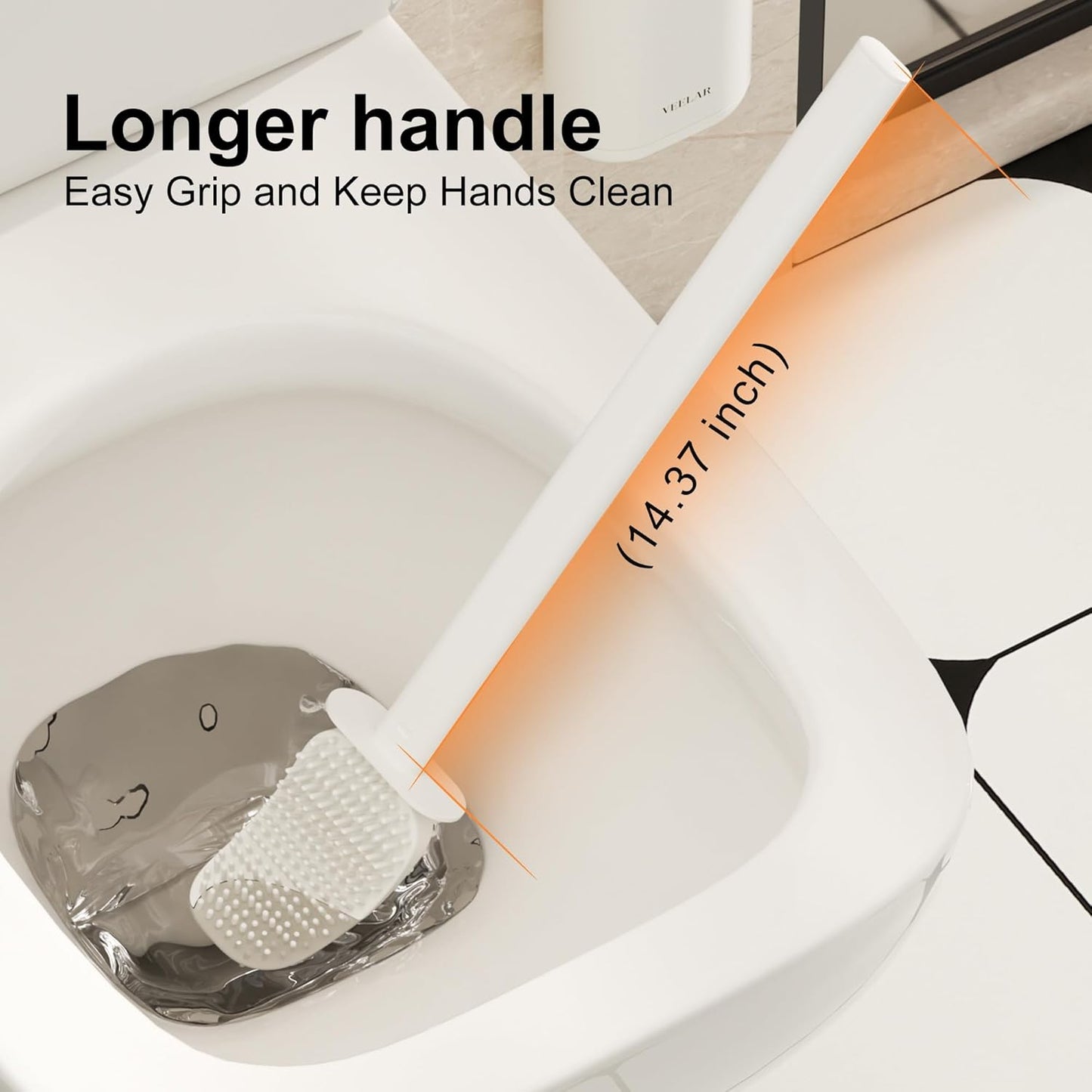 Toilet Brush and Holder Set - Wall Mounted Bathroom Scrub Brush, Toilet Bowl Brush and Plunger Set for Bathroom Cleaner (White)