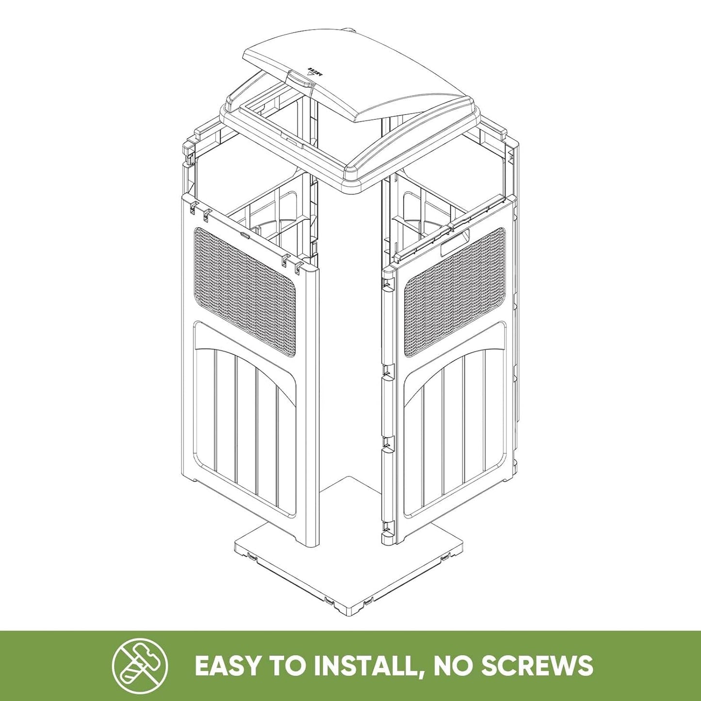 Patiowell 36 Gallon Outdoor Trash Can, Resin Outdoor Garbage Can with Lid for Patio, Backyard, Deck, Light Brown (2 Pack)