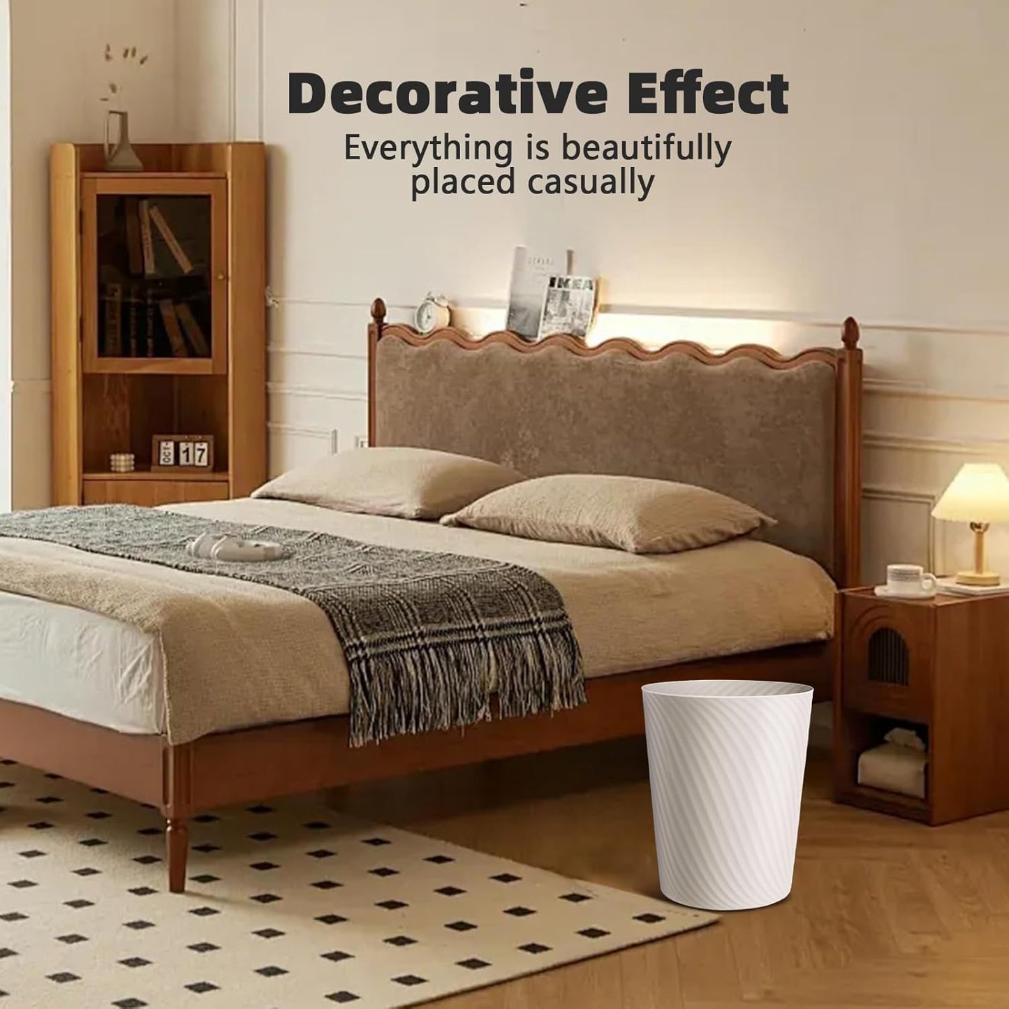 Small Trash Can 1.8 Gallons, Bathroom Trash Can & Garbage Can with 6 Trash Bags, Bedroom Trash Bin & Waste Basket for Office, Bedroom, Living Room, Kitchen, Compact Space (6-Black)