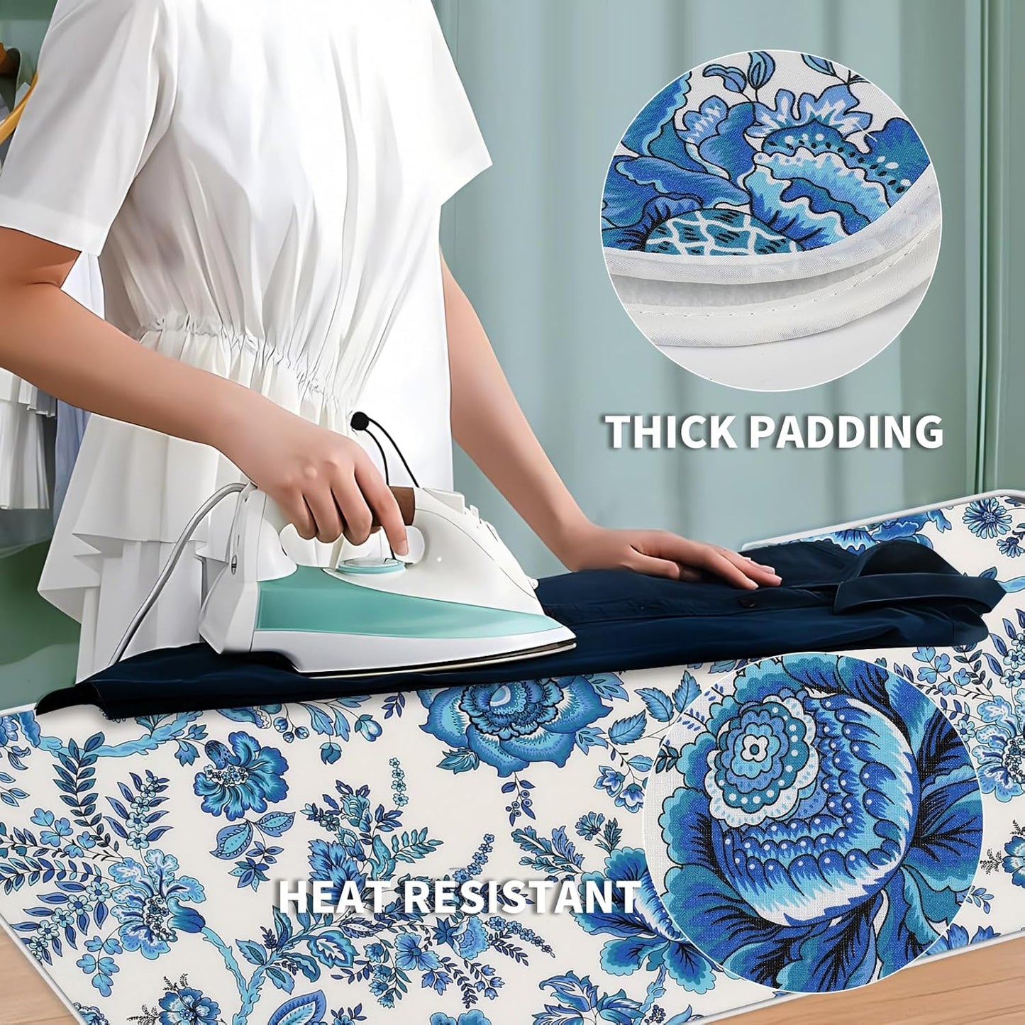 Ironing Mat Iron Anywhere Portable Ironing Pad with 3mm Padding for Steam Pressing on Tabletop or Bed - Heat Resistant, Portable, Quilting & Travel Blanket Ironing Board Alternative Cover