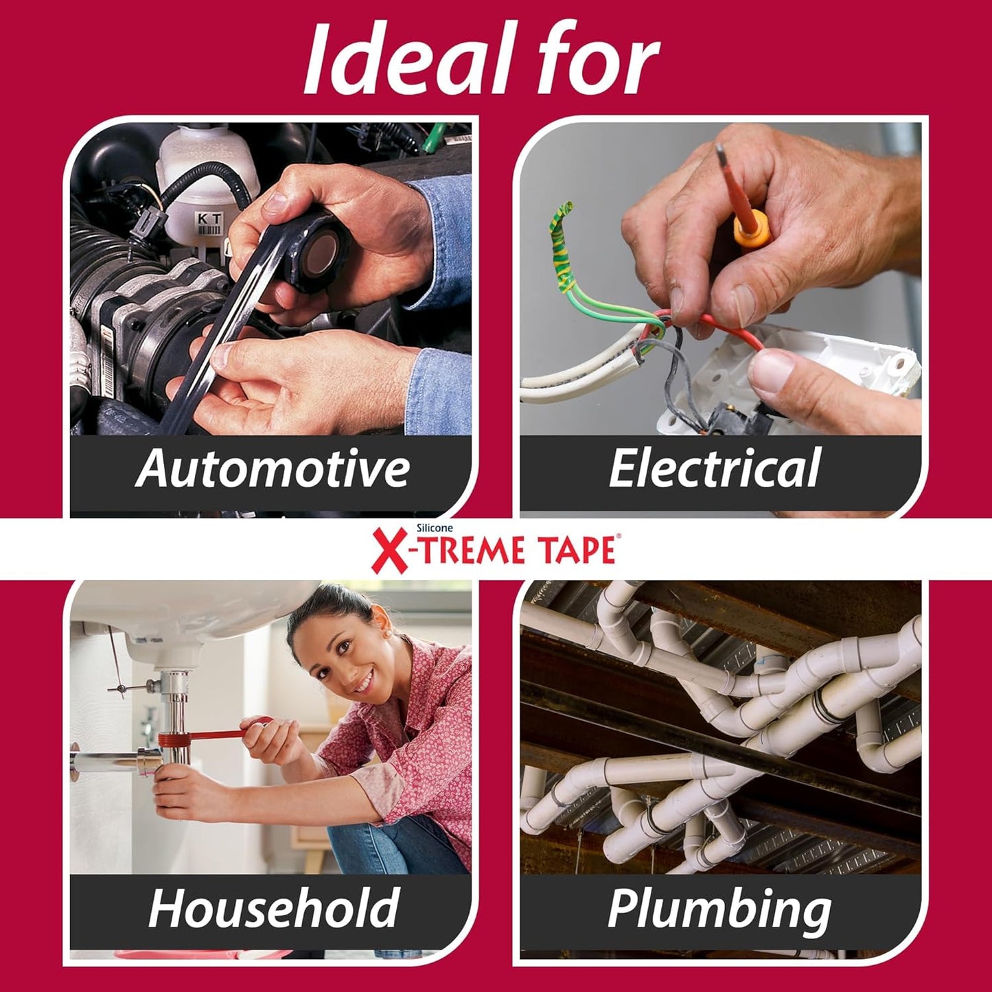 X-Treme Tape MOCAP Heavy Duty Electrical Tape, Self-Fusing Silicone Rubber, Waterproof & Insulating Flexible Tape, Electrical for Hose, Automotive, Outdoor & Repairs - 1" x 10ft Roll - Yellow