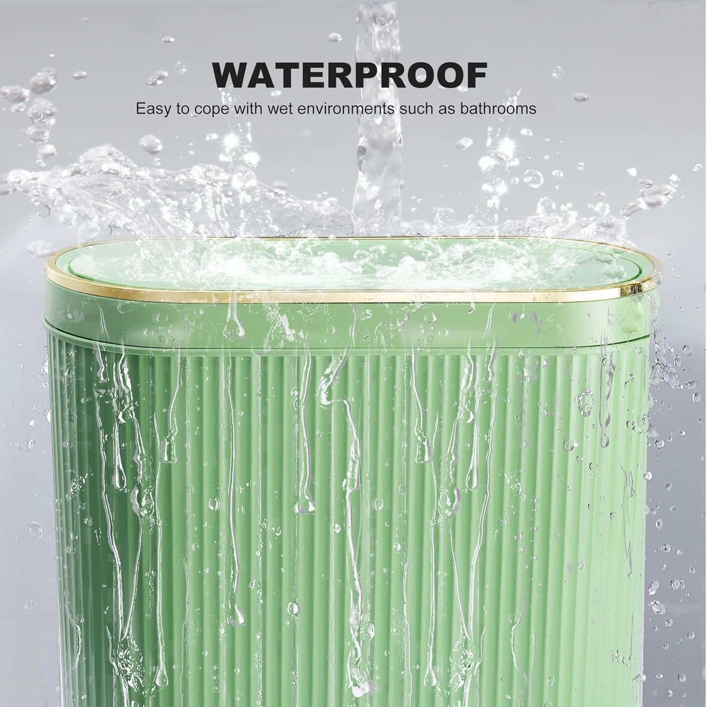 Bathroom Trash Can with Lid 3.2 Gallon Narrow Trash Can Small Plastic Trash Bin 12 Liter with Press Type Lid for Bedroom Bathroom, Mint Green