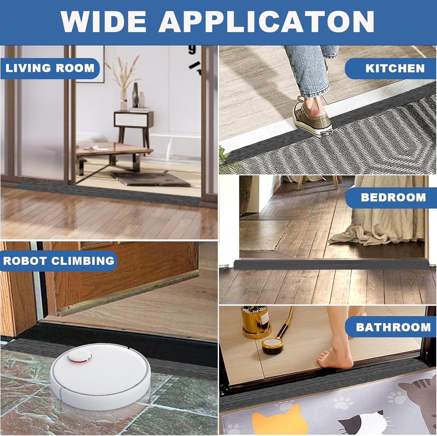 Vinyl Door Threshold Flooring Transition Strip Self Adhesive Carpet Edging Strip for Laminate Doorway Edge Threshold from 1/5" to 2/5" (Dark Gray Wood Grain, 6.6 Ft)