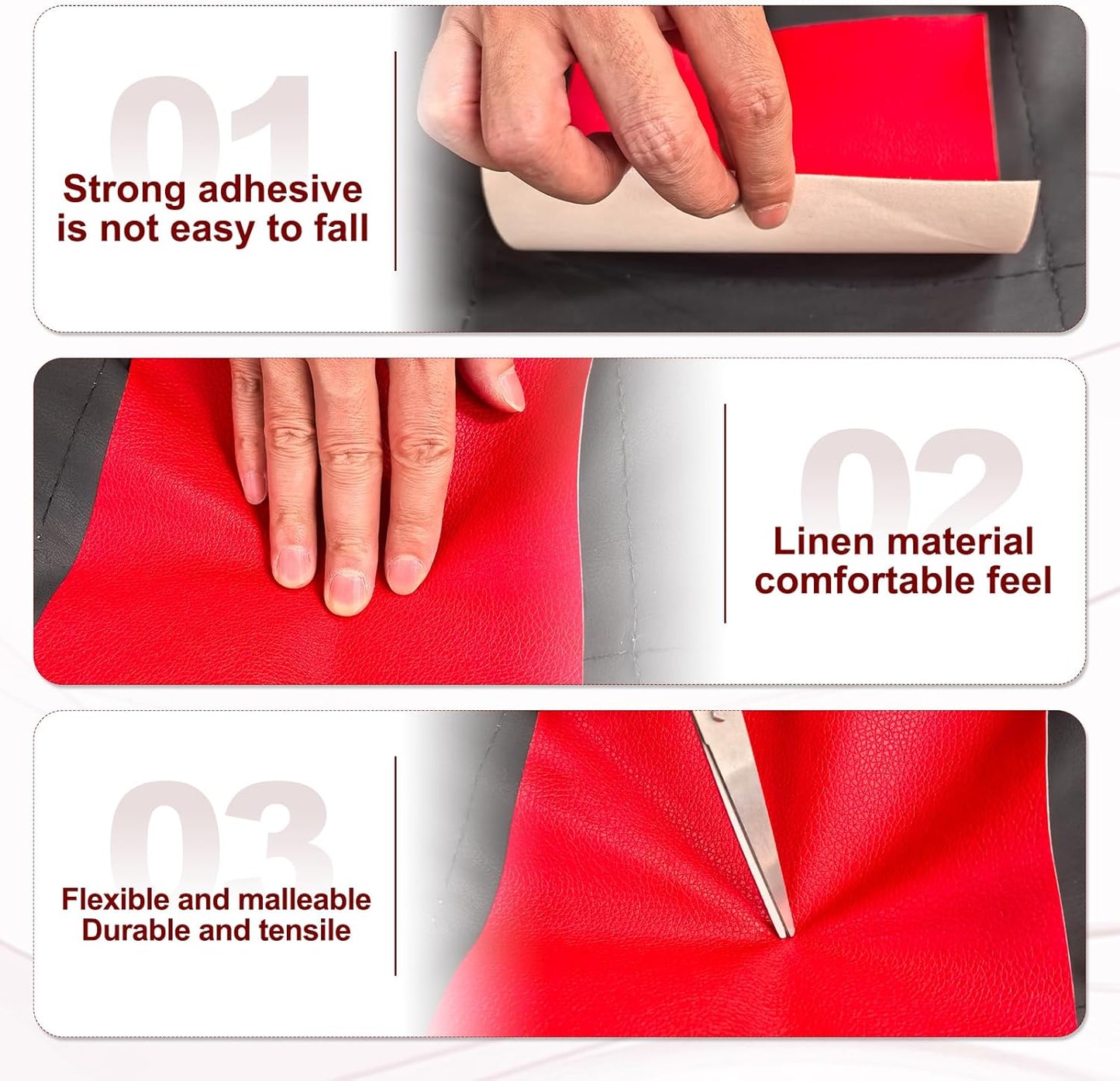 PATIKIL Leather Patches Tape for Furniture, 3.2 x 61 Inch Self Adhesive Vinyl Leather Repair Kit Cover Sheet for Couch, Sofa, Car Seats, Office Chair, Bright White