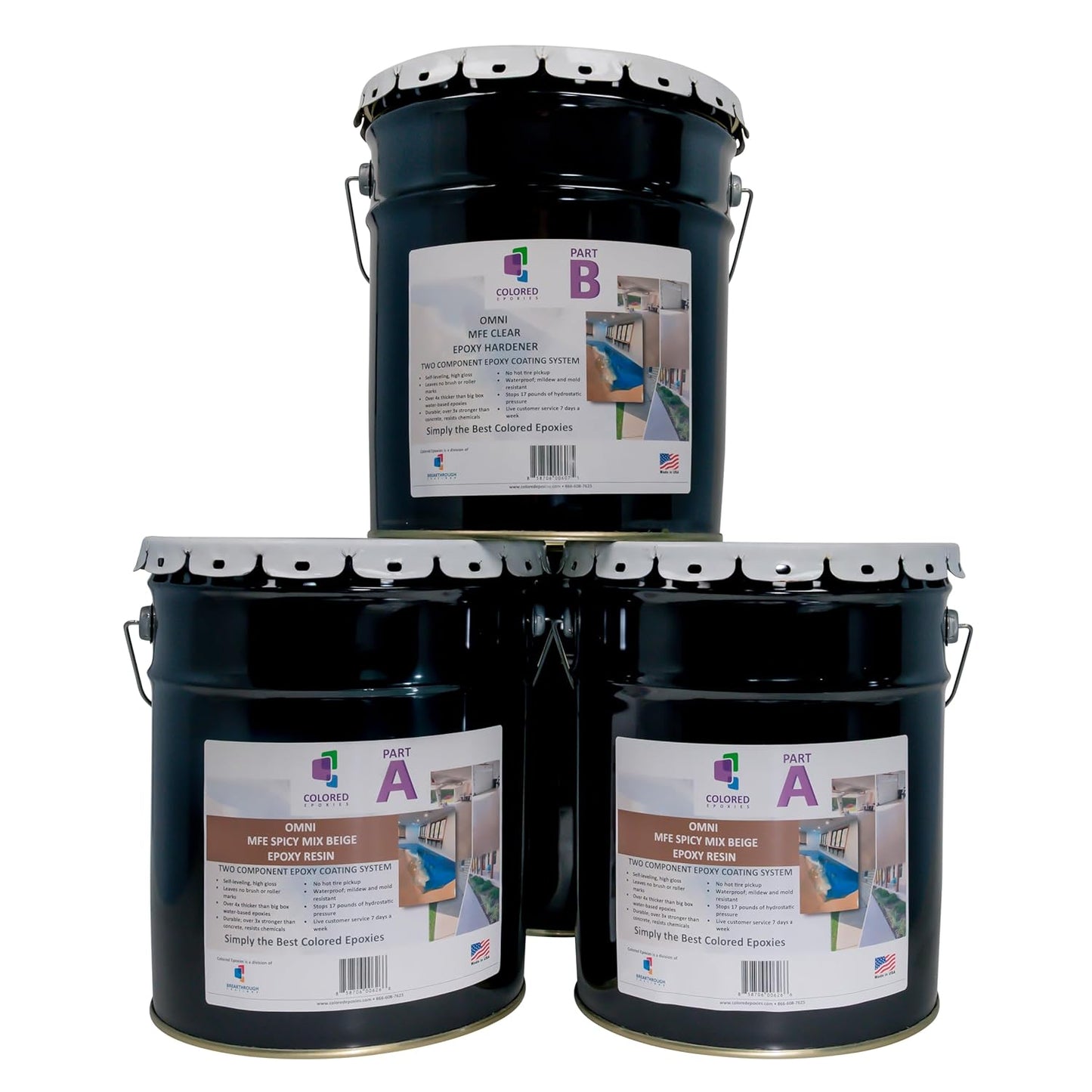 Colored Epoxies Spicy Mix Beige Epoxy Resin Coating Made with Beautiful and Vibrant Pigments, 100% Solids, Concrete and Plywood. 15 Gallon