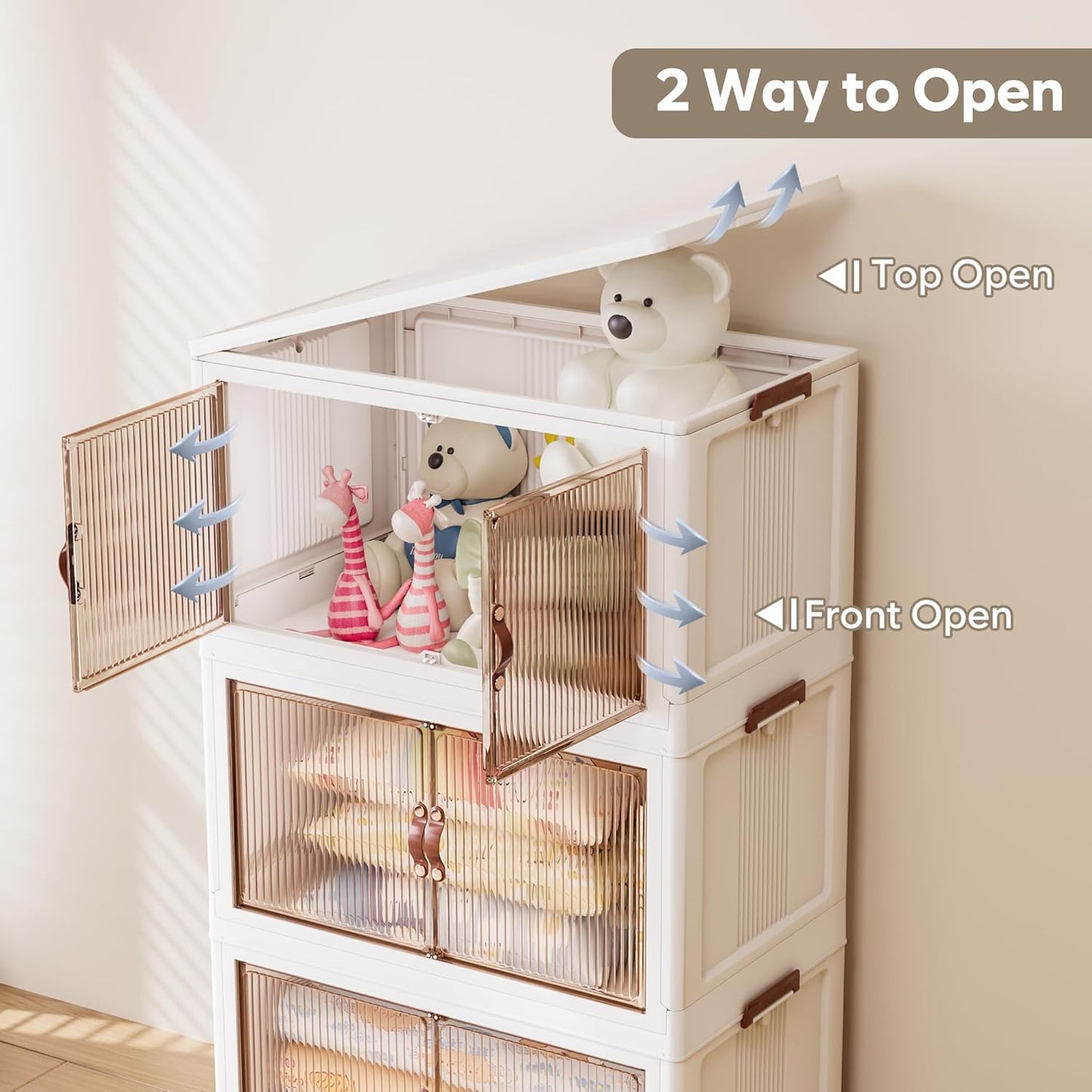 Jalove 30Gal Large Storage Bins with lids, 120QT Plastic Stackable Storage Containers with Wheels, Collapsible Closet Organizer and Storage Drawers,Clothes Organization for Cabinet Home, 1Pack White