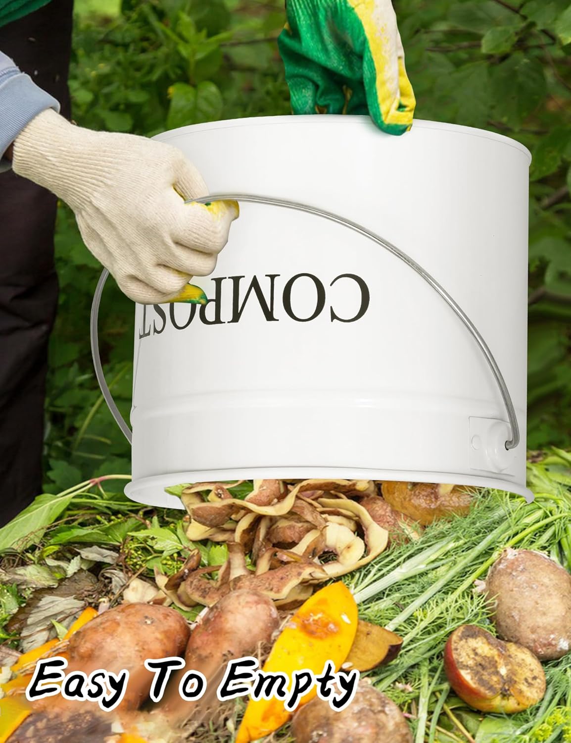 Compost Bin - 1 Gallon Countertop Composter with Lid, Charcoal Filters, Rust Proof Indoor Food Waste Bin