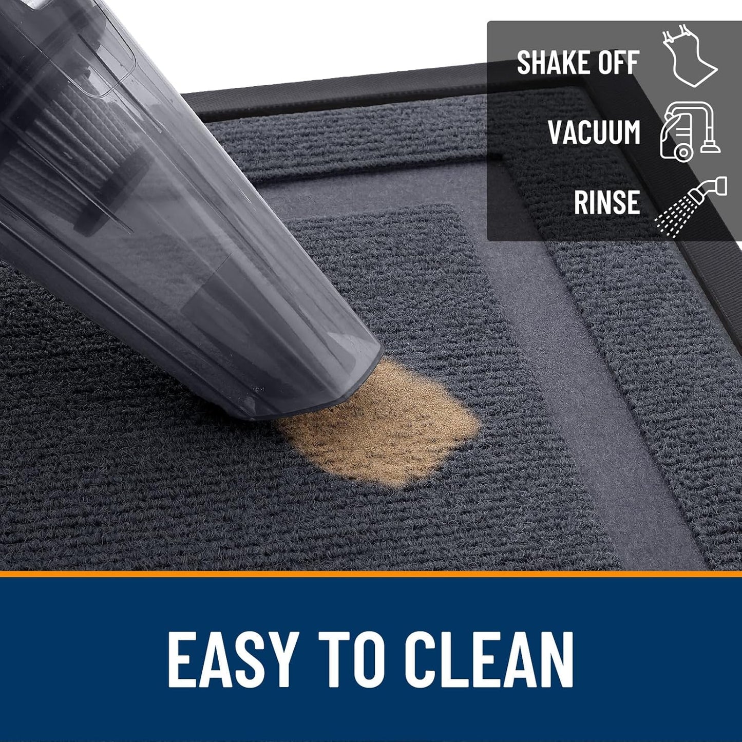 OLANLY Front Door Mat Indoor Outdoor Entrance, Waterproof All-Season, All-Weather Doormat, Sturdy Natural Rubber, Fade Resistant, Low Profile, Easy Clean Patio Porch Entryway Mat, 59x20, Light Grey