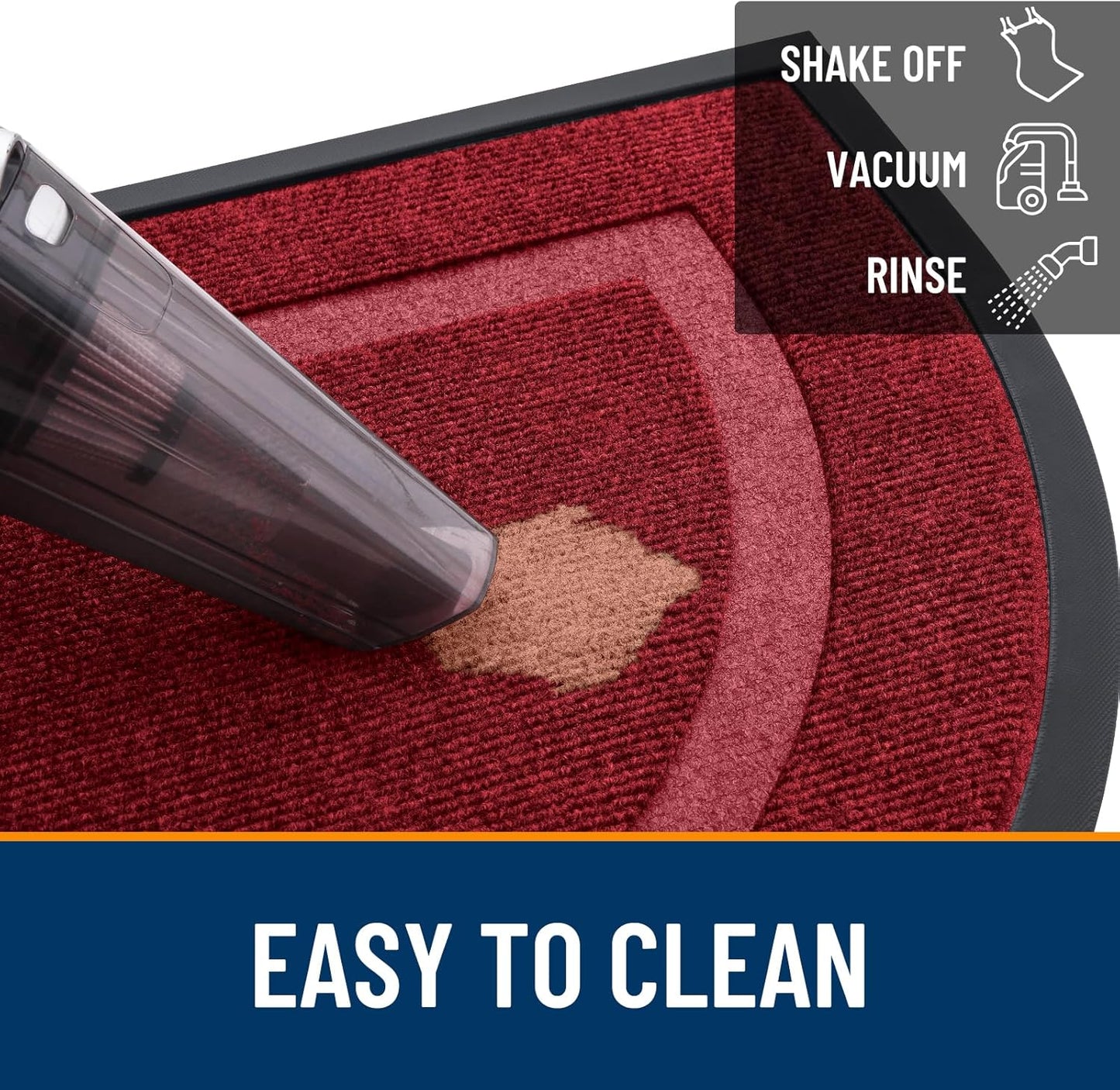 OLANLY Half Circle Door Mat Indoor Outdoor Entrance Welcome, Waterproof All-Season, All-Weather Doormat, Sturdy Natural Rubber, Low Profile, Easy Clean Patio Porch Entryway Mat, 36x24, Wine Red