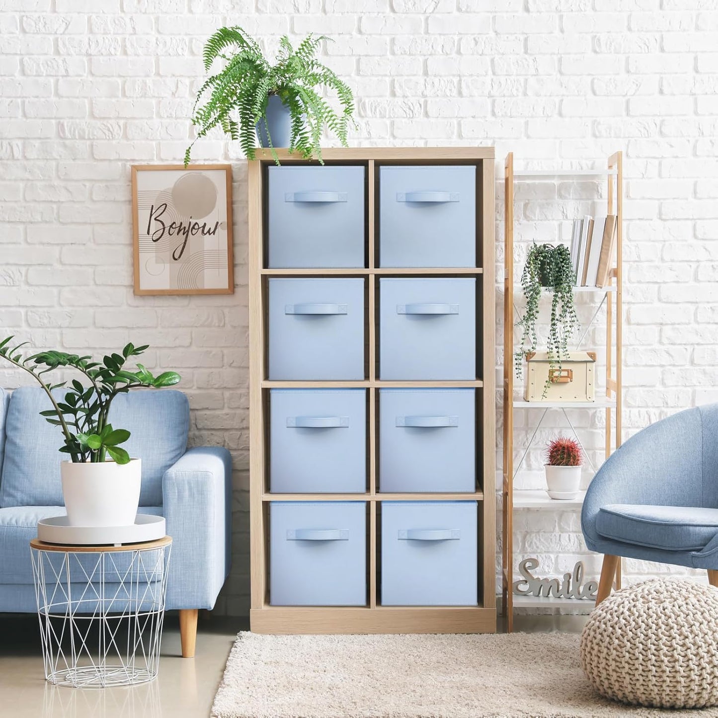 Sorbus 13 Inch Storage Bins - Sturdy Collapsible Fabric Storage Cubes with Handle - 8 Foldable Baskets for Organizing Clothes, Toys, Books - Storage Baskets for Shelves, Closets