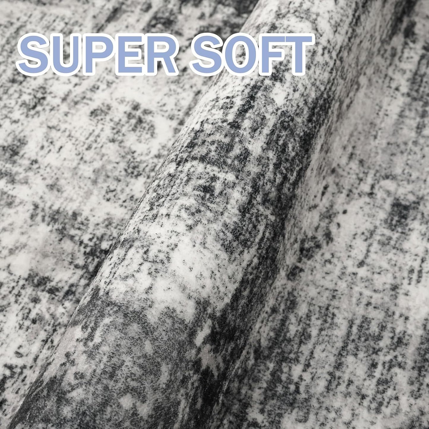 IOHOUZE Round Area Rug 5 Ft Circle Entryway Rugs Round Washable Door Mat Indoor Entrance, Non Slip Circle Front Door Rug, Printed Abstract Faux Wool Floor Carpet for Foyer Porch Sink, Black Grey