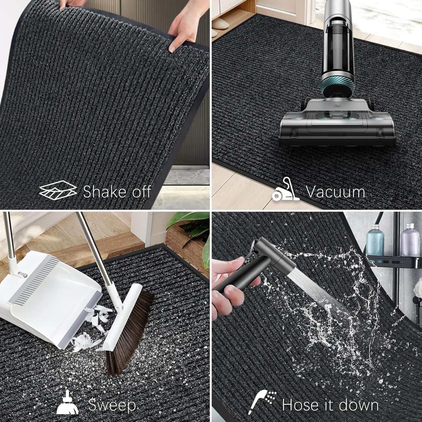 Vicwe Indoor Outdoor Door Mat,4'x8' Heavy Duty Front Door Mat, Non-Slip Washable Doormats Entrance Mats, Dirt Resistant and Absorbent Doormat, Commercial Outdoor Entrance Floor Mat for Home Office