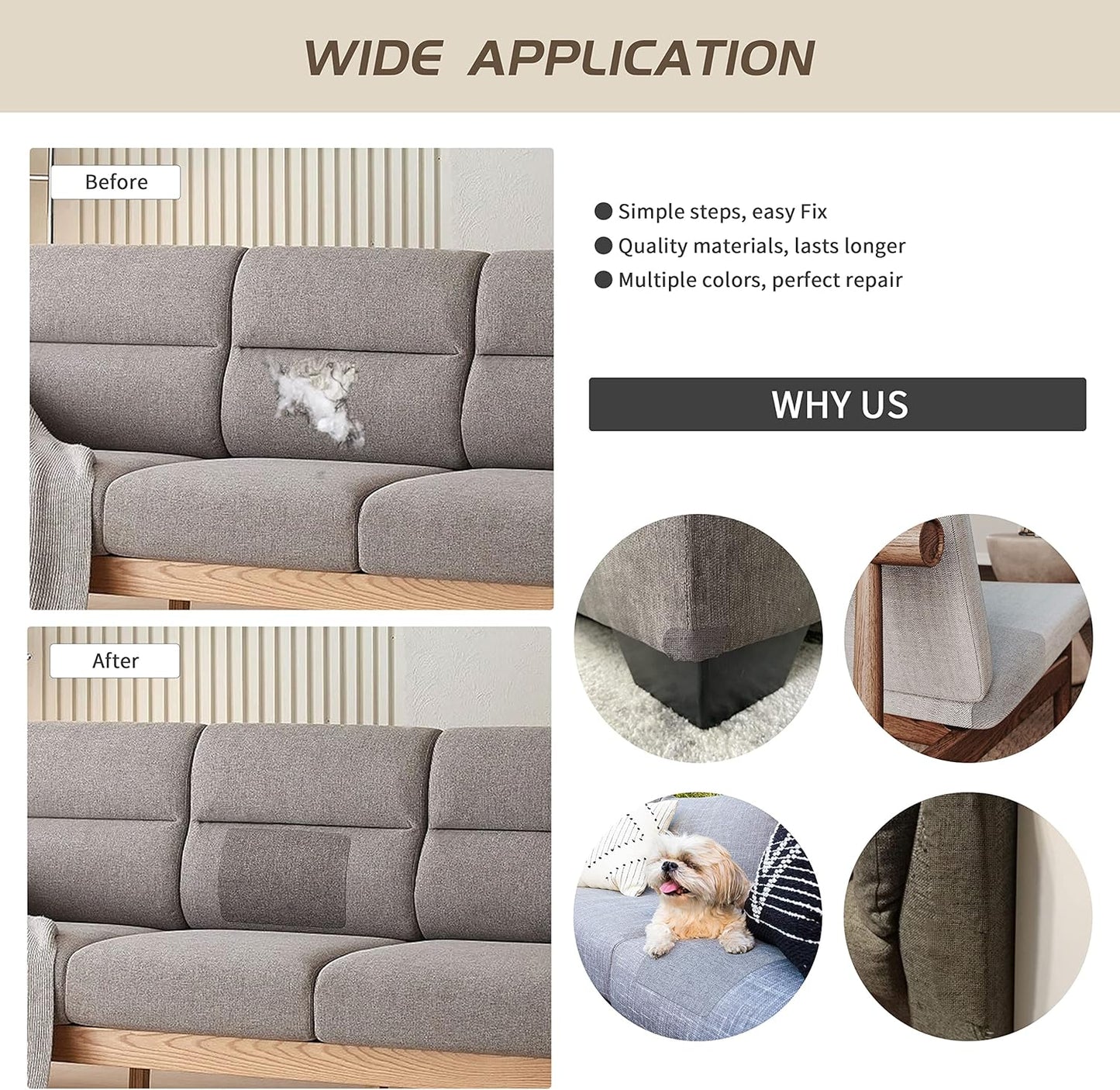 KING MOUNTAIN Fine Linen Repair Patches, Self-Adhesive Linen Fabric Patches, 8X11 inch 2 PCS, Multi Color, Can be Used for Linen Sofa Repair and Linen Clothes Repair(Dark Brown,8" x 11"-2PCS)