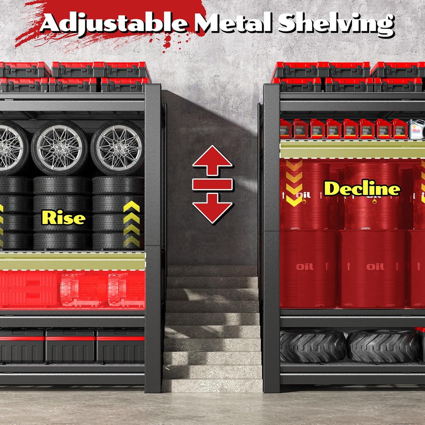 60.1" W Storage Shelves Extra Wide Metal Shelving 2500LBS Garage Shelving Adjustable 4 Tier Garage Shelves Industrial Metal Shelf for Basement Warehouse Shop 60.1" W x 24.1" D x 60" H