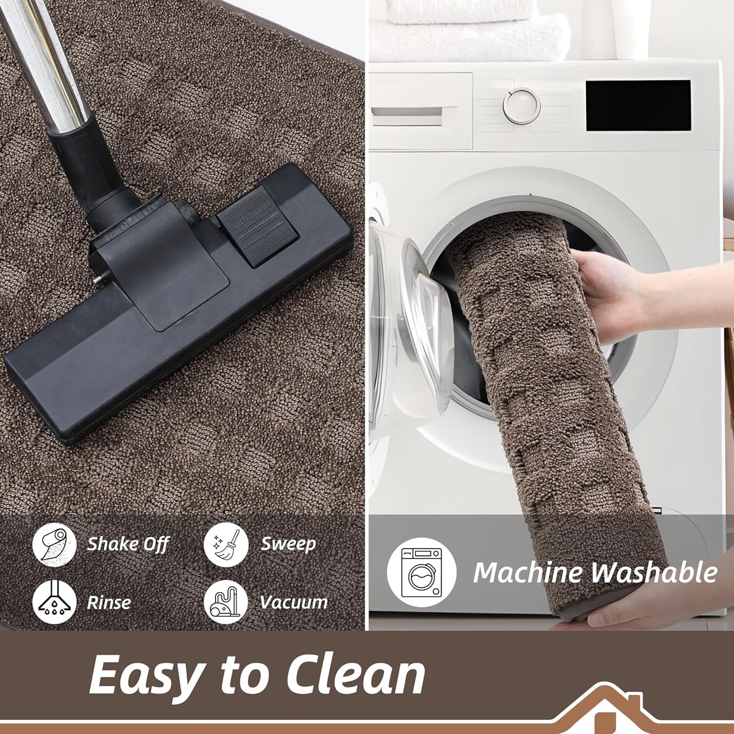 BEQHAUSE Waffle Door Mats Indoor 20"x32", Dog Mat for Muddy Paws Absorbent and Dirt Resist Floor Mats Non-Slip Washable Rugs for Entryway, Welcome Mat for Front Back Door, Muddy Wet Shoes, Brown