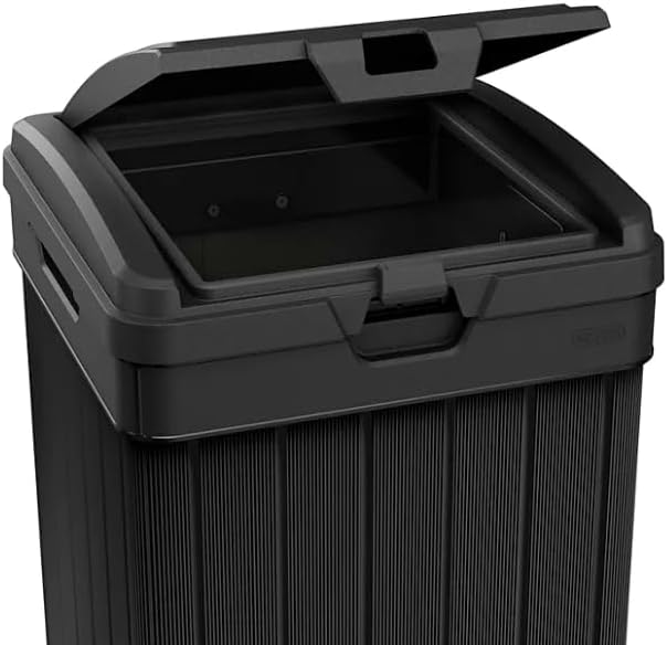 Outdoor Trash Can with Hinged Lid, 33 Gallon Capacity, Built-in Handles