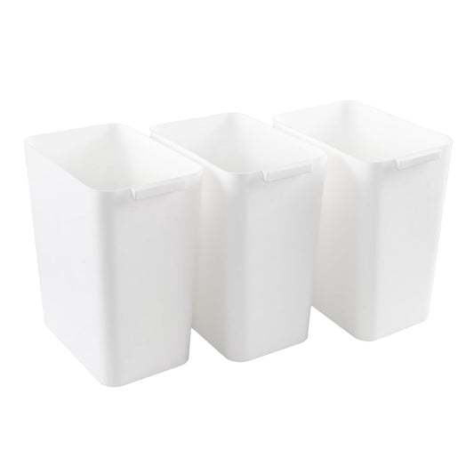 3-Pack 4.5 Gallon Plastic Rectangular Wastebasket, White Slim Trash Can