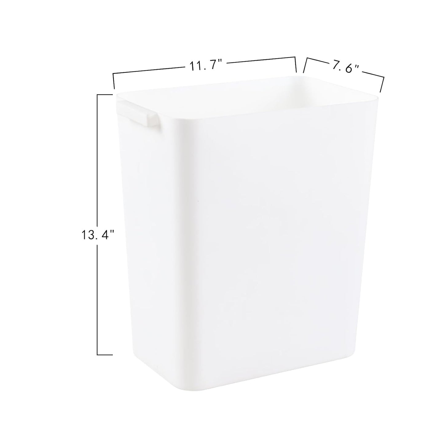 4.5 Gallon Deskside Plastic Wastebasket Rectangular, Open Garbage Container Basket for Office and Home, 3 Packs, White