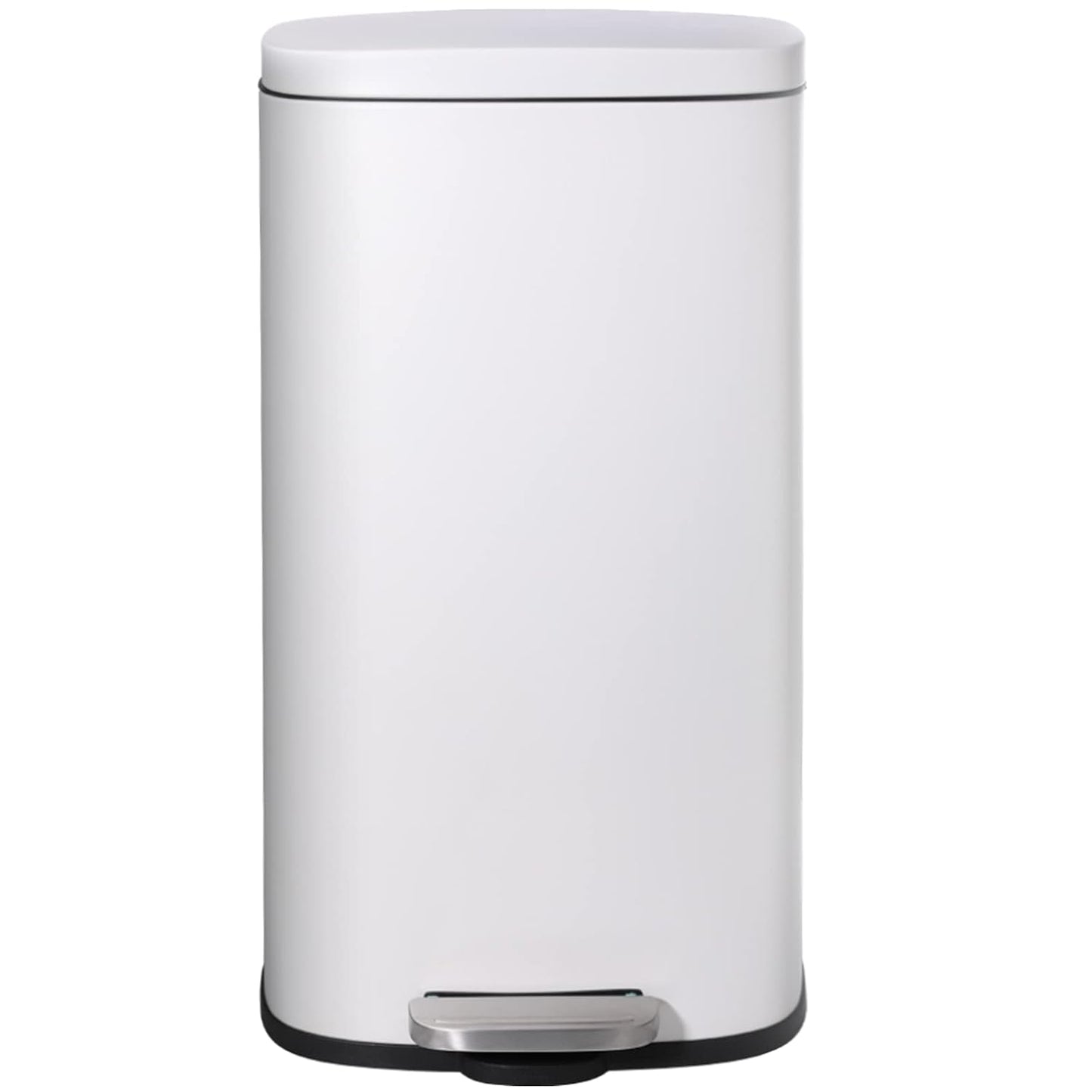 AthLike Trash Can, Stainless Steel Kitchen Garbage Can, Step Waste Bin with Hinged Lid and Removable Inner Bucket, Soft-Close, Dustbin for Bathroom Bedroom Living Room Home (White, 13.2 Gal)