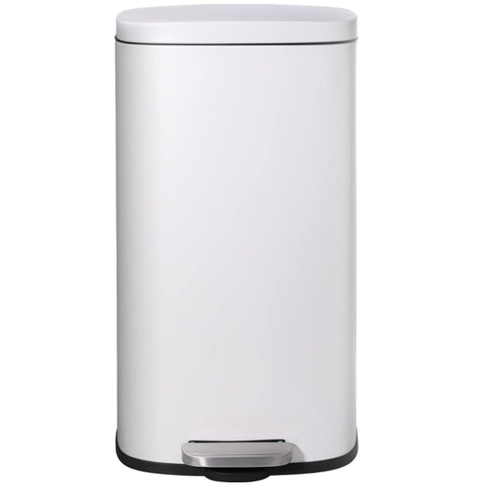 AthLike Trash Can, Stainless Steel Kitchen Garbage Can, Step Waste Bin with Hinged Lid and Removable Inner Bucket, Soft-Close, Dustbin for Bathroom Bedroom Living Room Home (White, 13.2 Gal)