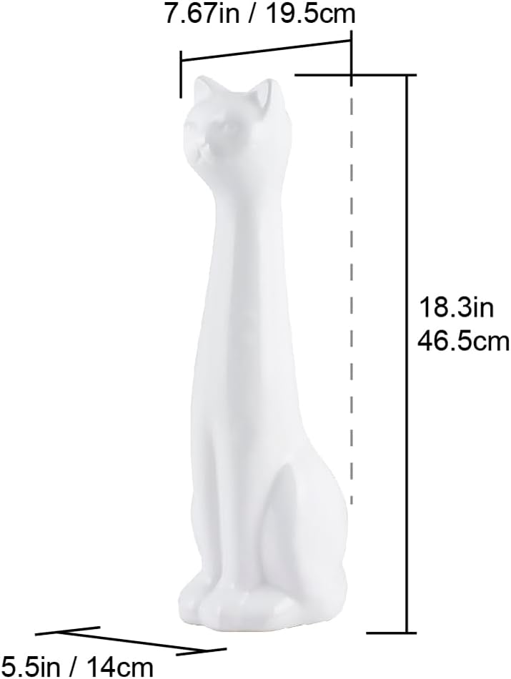 Allure Home Creation Cat 3-Piece Ceramic Toilet Brush Holder & Soap Dispenser - White Plastic Scrub Brush Included