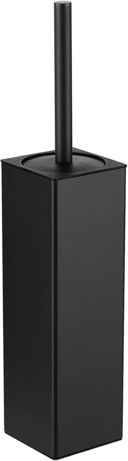 BGL Toilet Brush and Holder Set, Matte Black Freestanding for Bathroom Storage and Organization, Square Design Sturdy and Space Saving