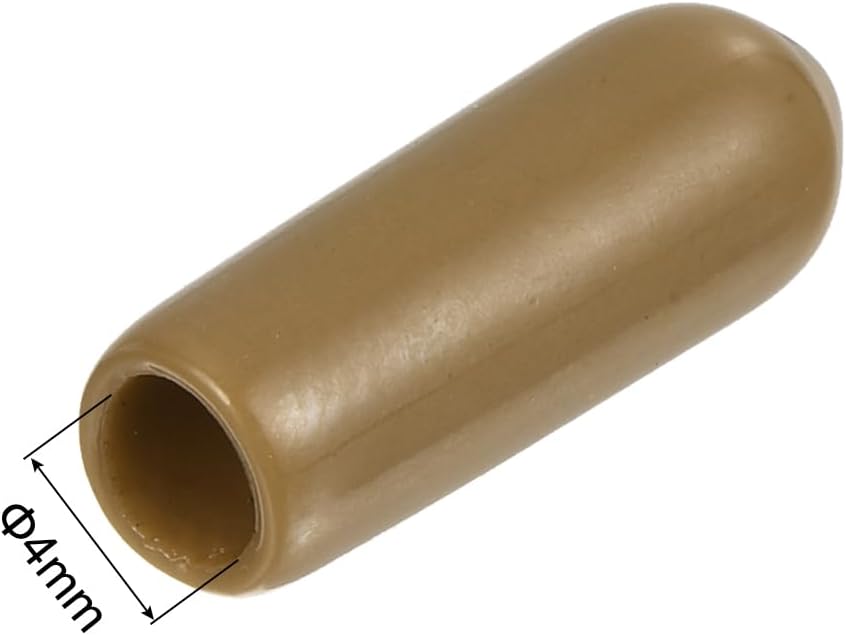 uxcell 20pcs Rubber End Caps 4mm(3/16") ID Vinyl PVC Round Tube Bolt Cap Cover Screw Thread Protectors Light Brown